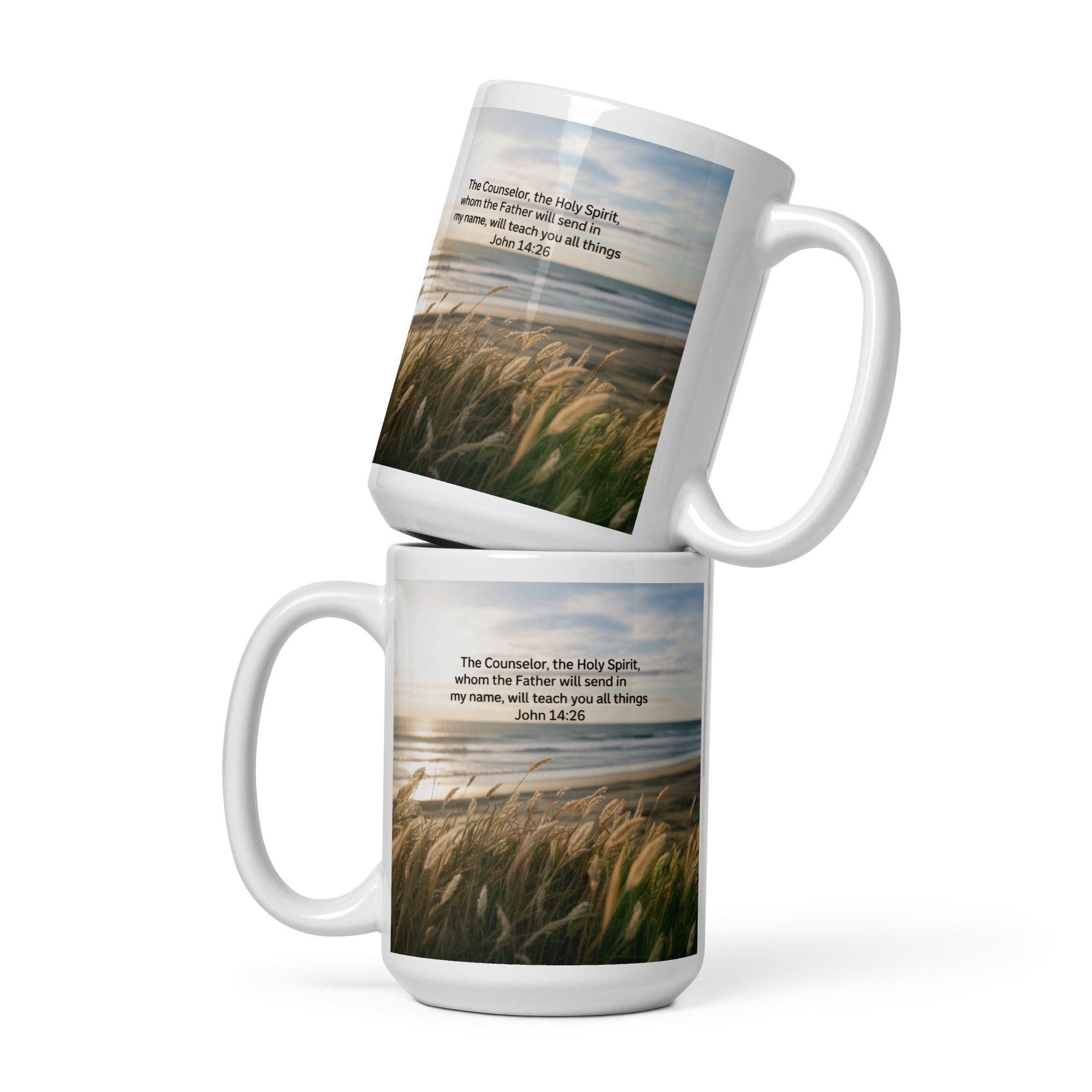John 14:26 Bible Verse in my name White Glossy Mug 15 oz