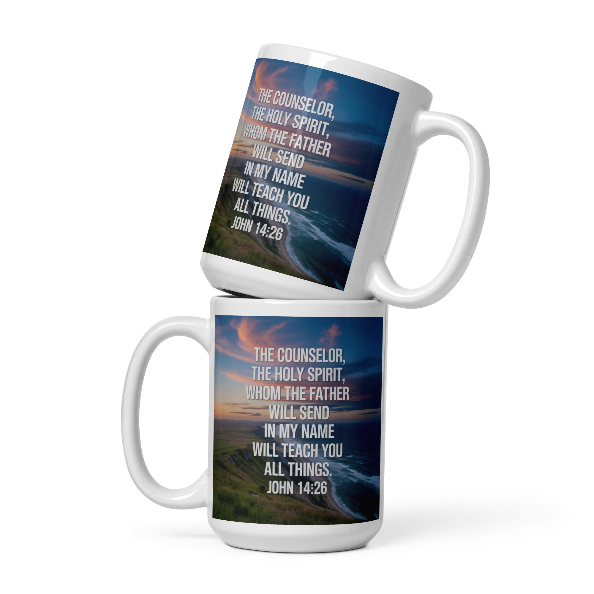 John 14:26 Bible Verse will teach White Glossy Mug 15 oz