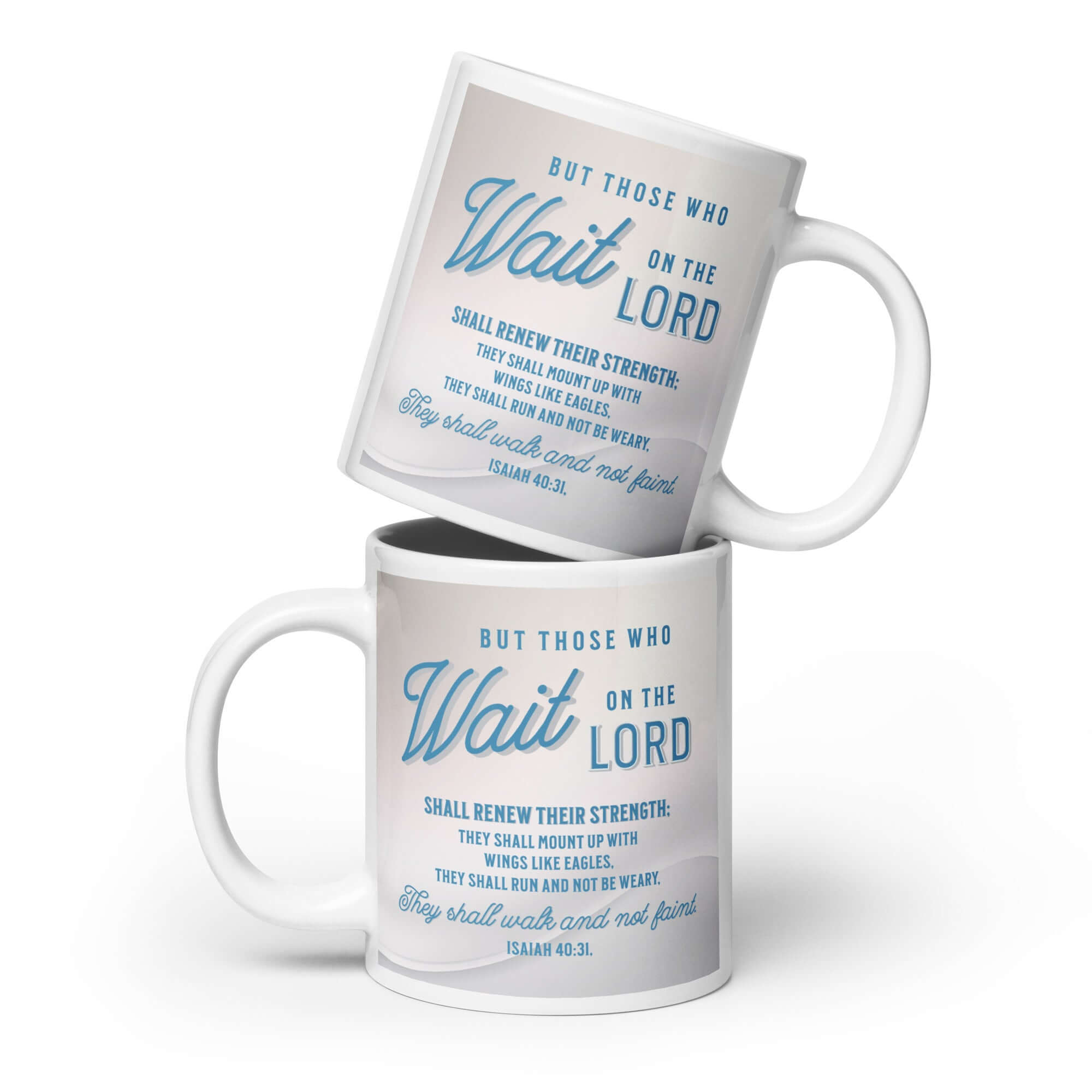 Isaiah 40:31 Bible Verse, Wings like Eagles White Glossy Mug 20 oz