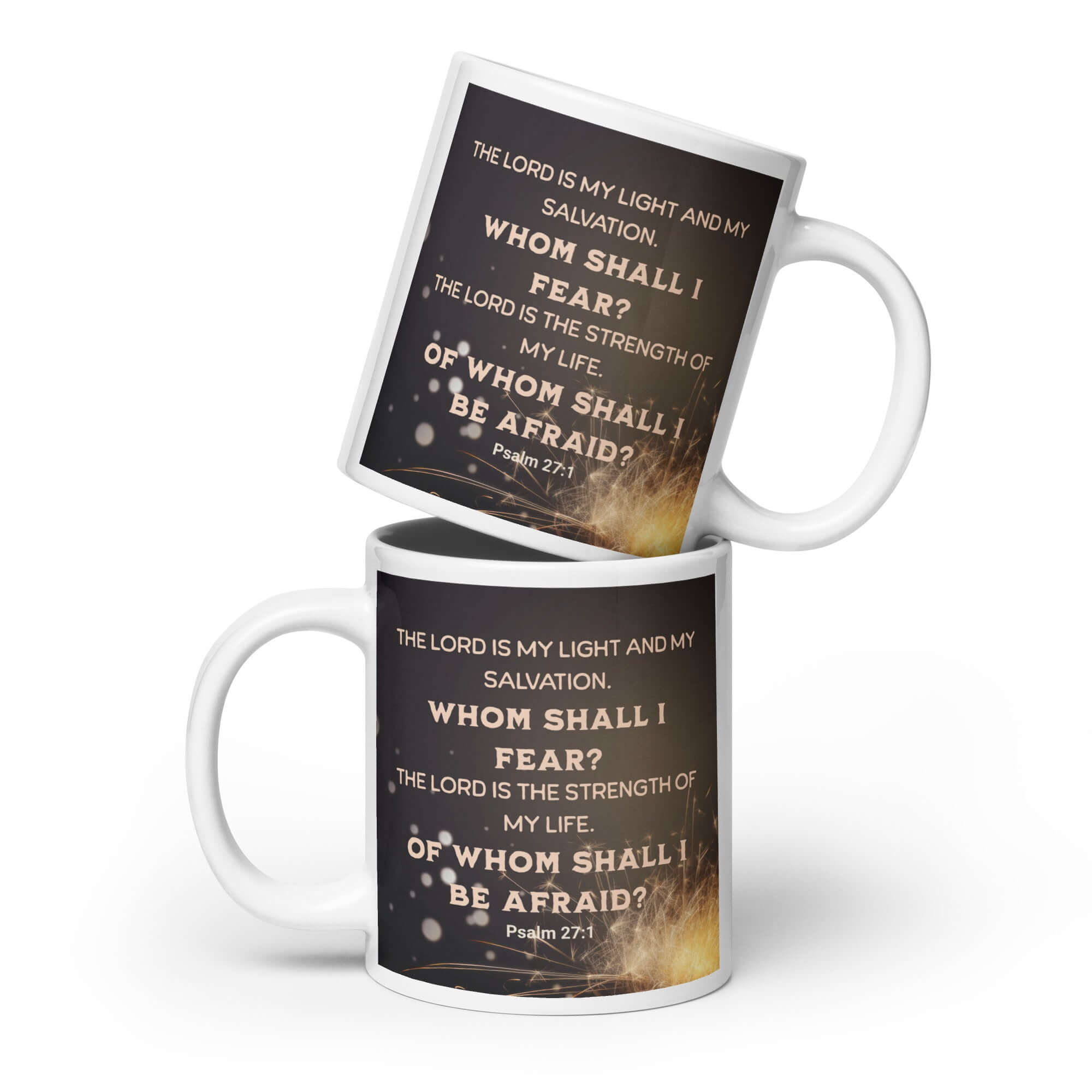 Psalm 27:1 Bible Verse, The LORD is My Light White Glossy Mug 20 oz