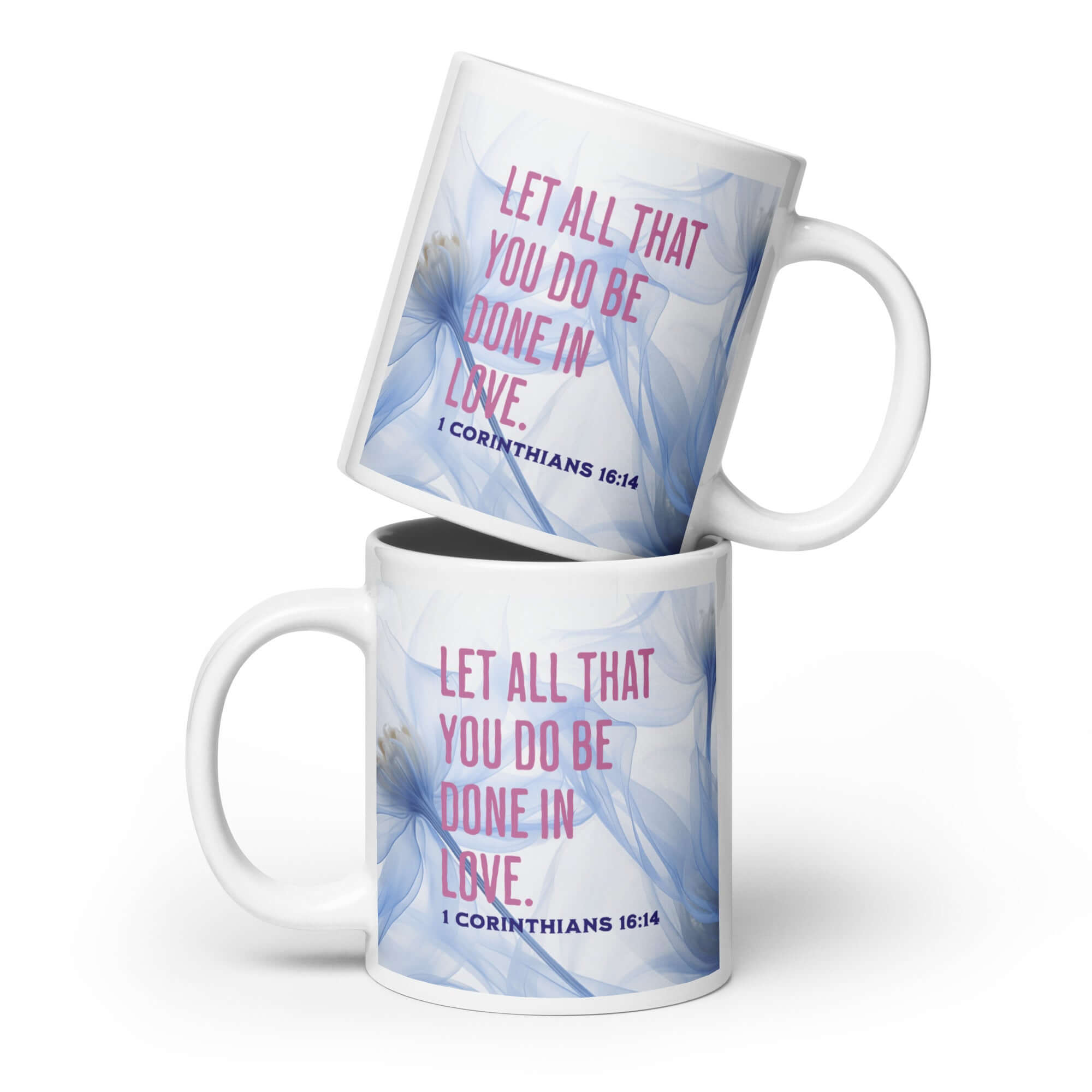 1 Corinthians 16:14 Bible Verse, Do it in Love White Glossy Mug 20 oz