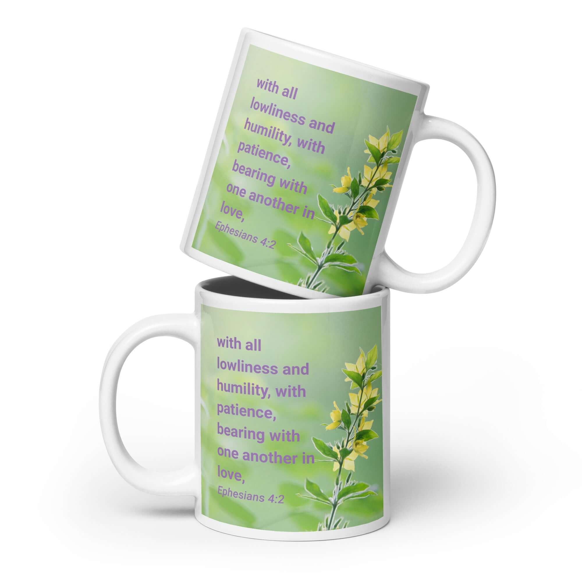 Ephesians 4:2 Bible Verse, one another in love White Glossy Mug 20 oz