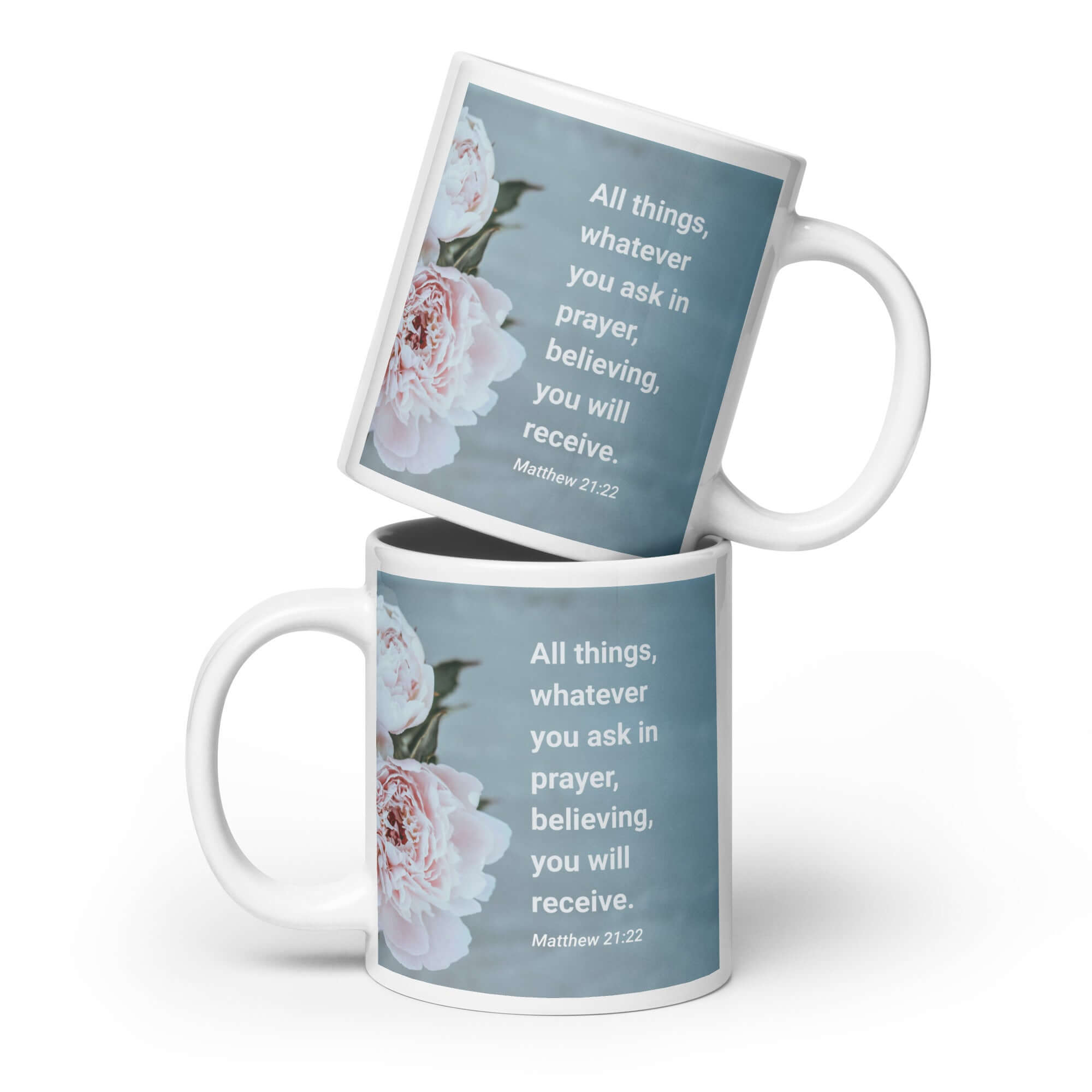 Matthew 21:22 Bible Verse, ask in prayer White Glossy Mug 20 oz