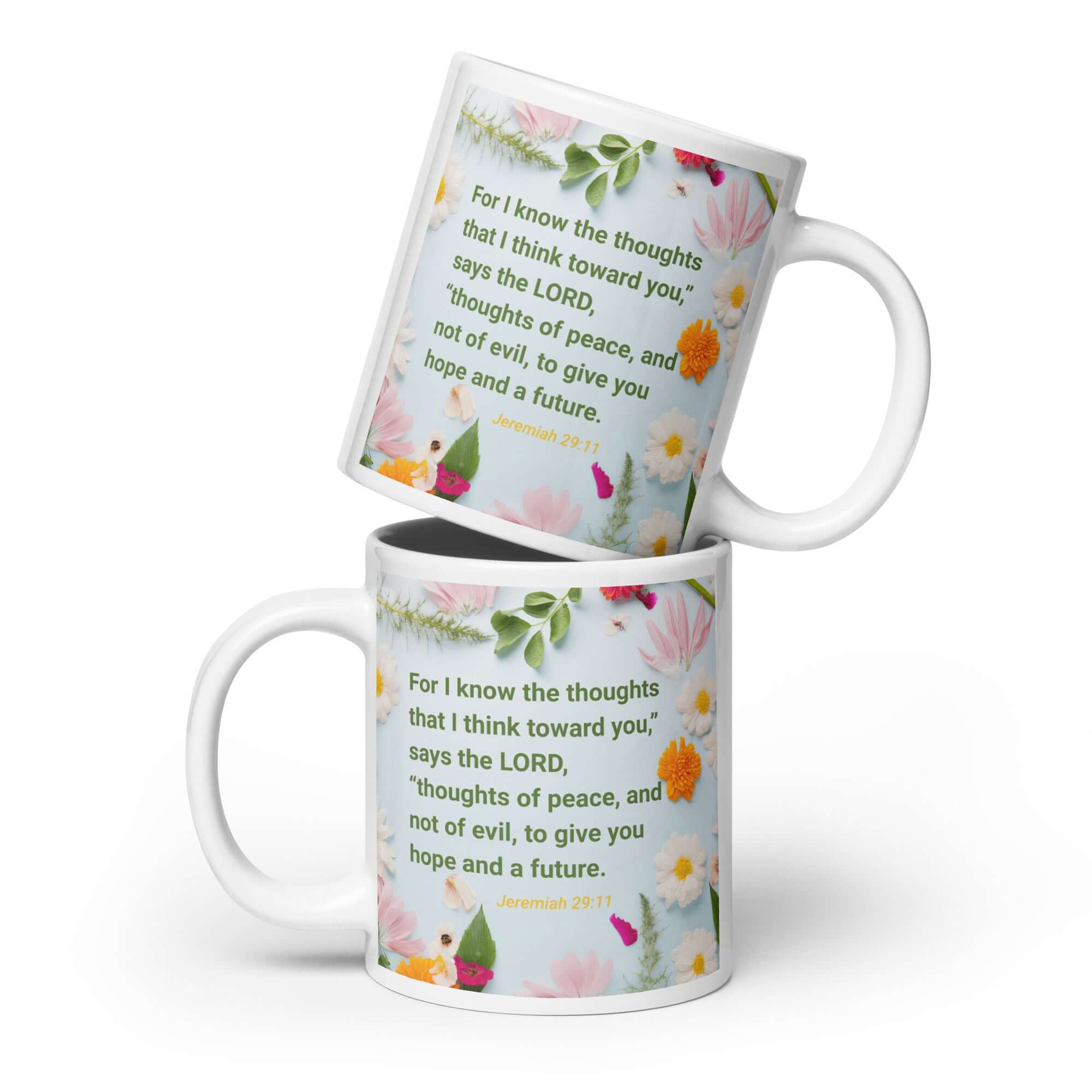 Jeremiah 29:11 Bible Verse, to give you hope White Glossy Mug 20 oz