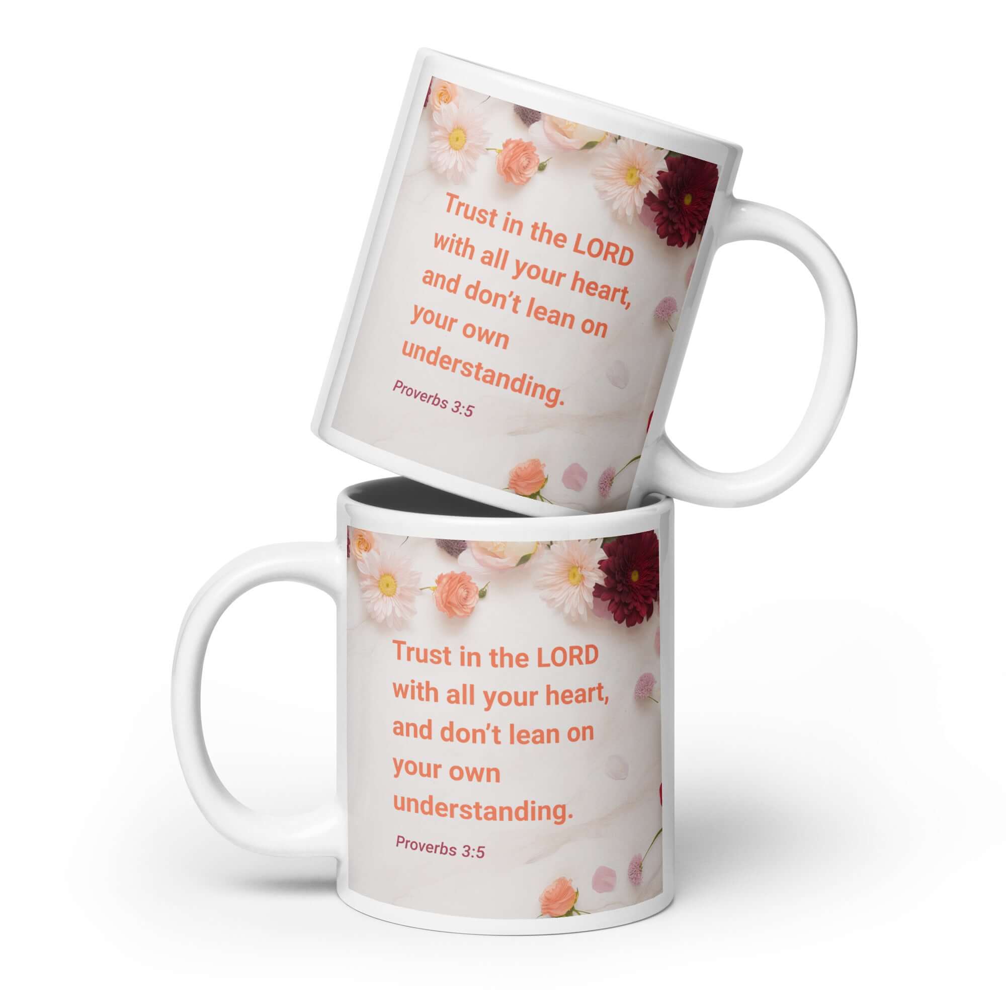Proverbs 3:5 Bible Verse, Trust in the LORD White Glossy Mug 20 oz