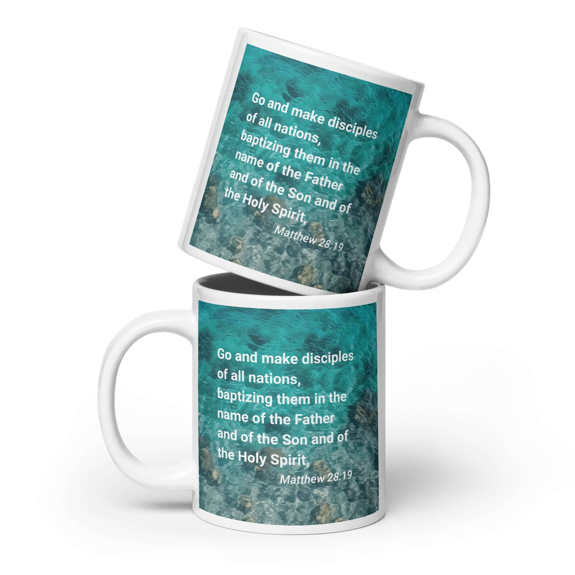 Matthew 28:19 Bible Verse, Make Disciples White Glossy Mug 20 oz