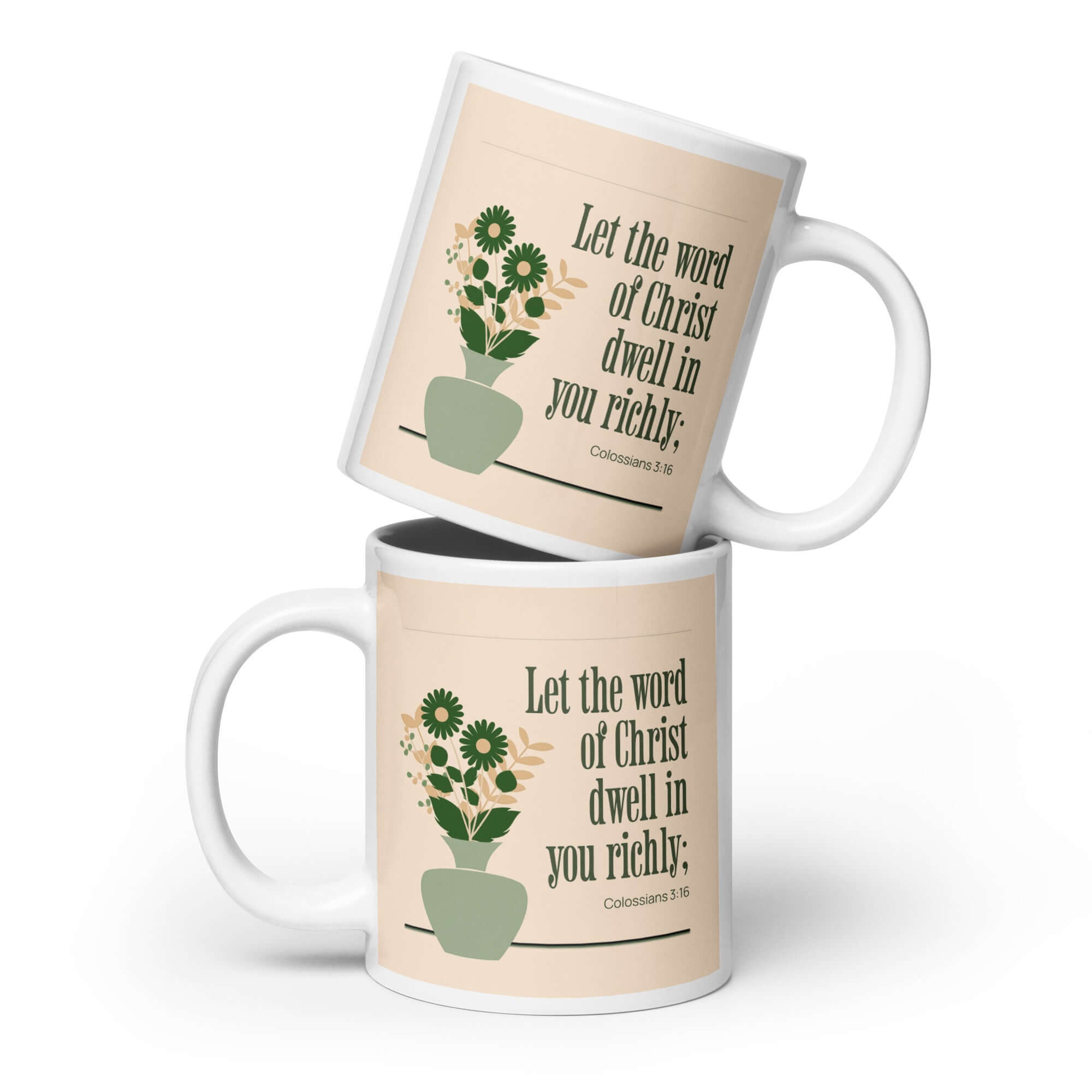 Colossians 3:16 Bible Verse, word of Christ White Glossy Mug 20 oz