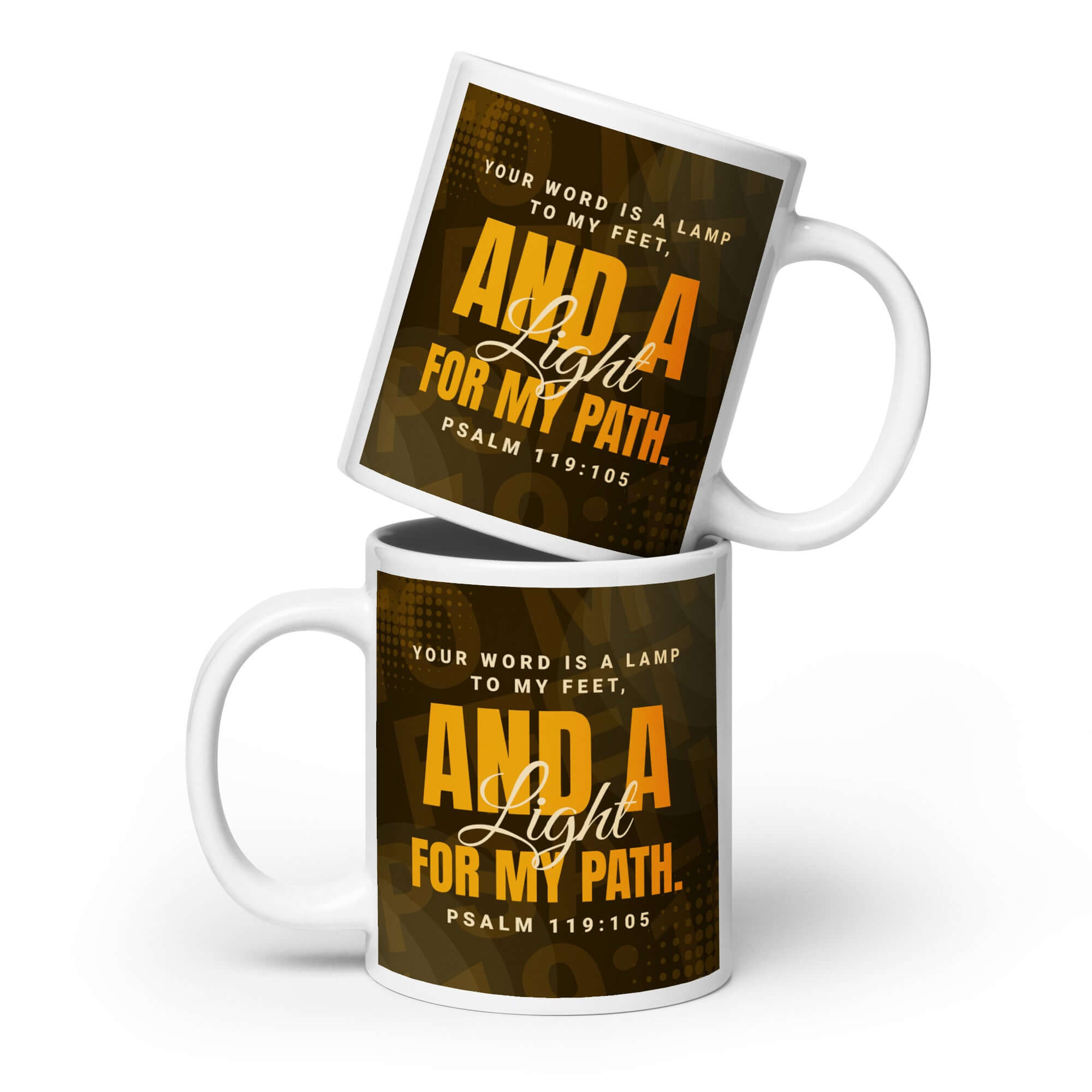 Psalm 119:105 Bible Verse, lamp to my feet White Glossy Mug 20 oz