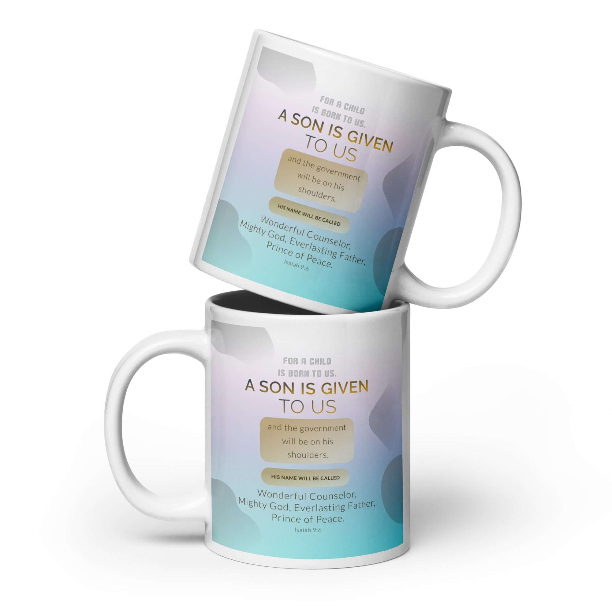 Isaiah 9:6 Bible Verse, Wonderful Counselor White Glossy Mug 20 oz
