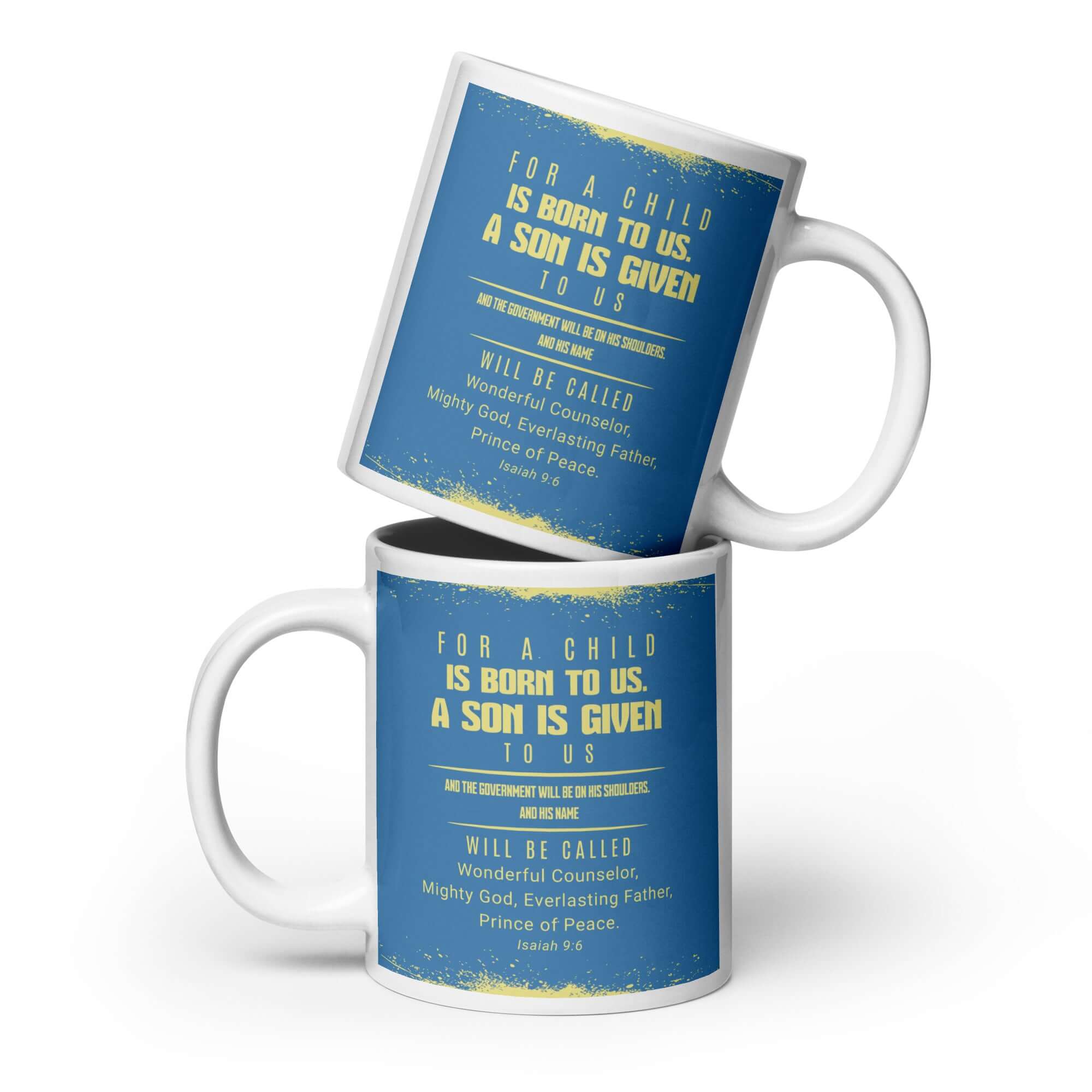 Isaiah 9:6 Bible Verse, Mighty God White Glossy Mug 20 oz