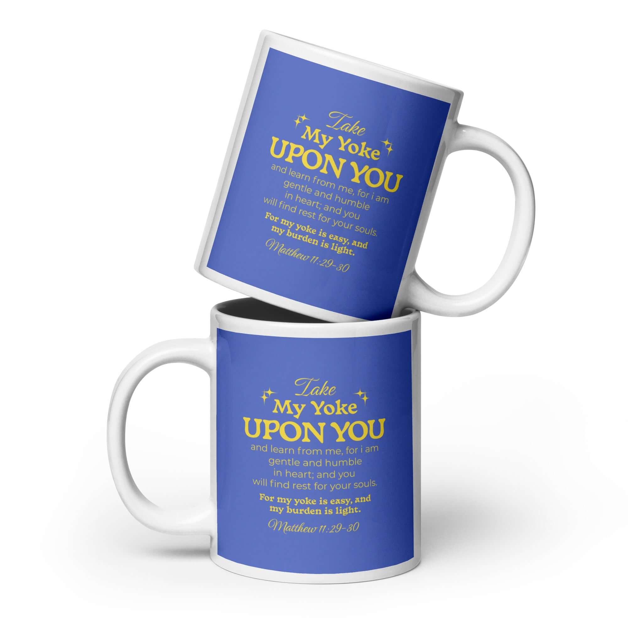 Matthew 11:29-30 Bible Verse, Take my yoke White Glossy Mug 20 oz