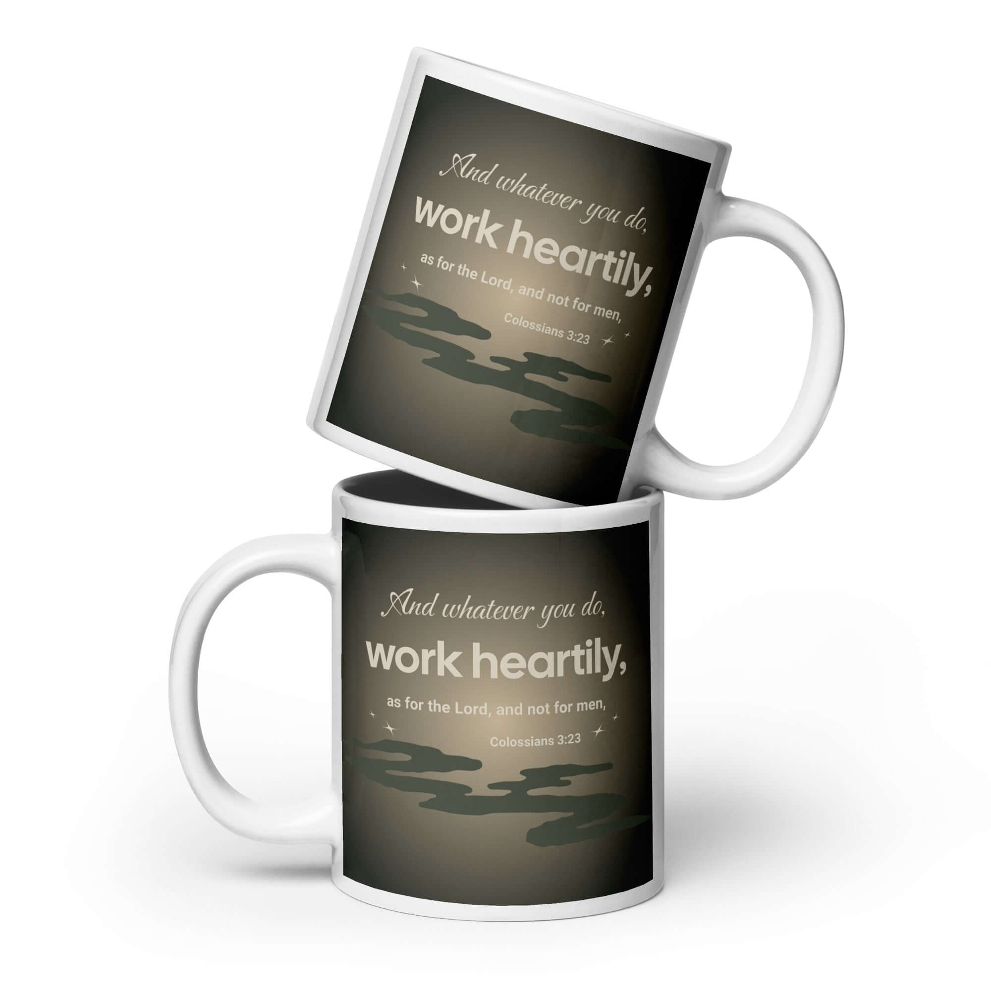 Colossians 3:23 Bible Verse, as for the Lord White Glossy Mug 20 oz