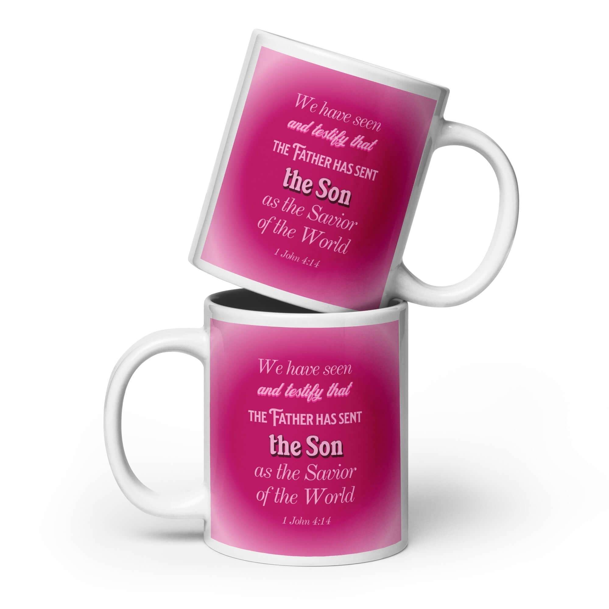 1 John 4:14 Bible Verse, that the Father White Glossy Mug 20 oz