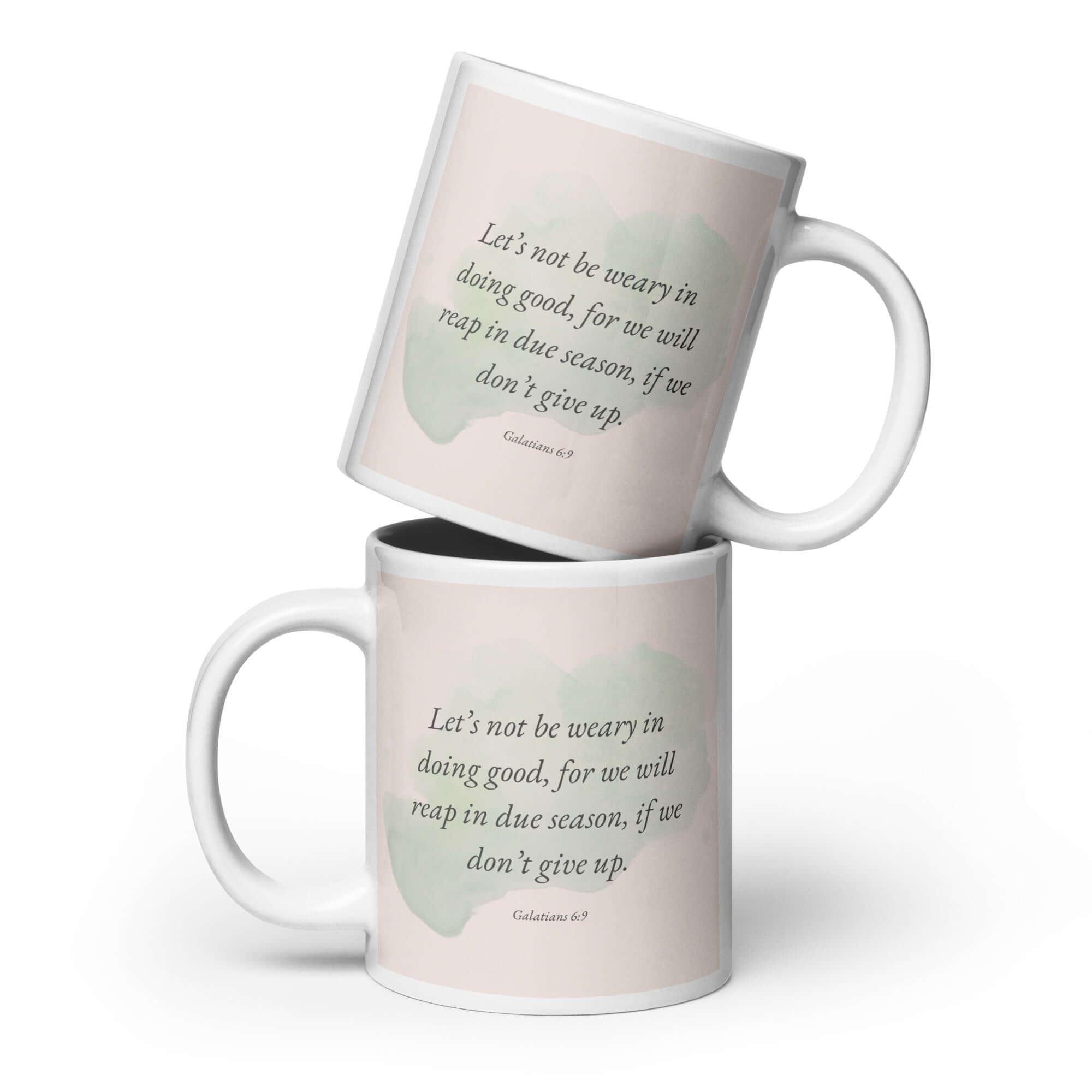 Galatians 6:9 Bible Verse, not be weary White Glossy Mug 20 oz