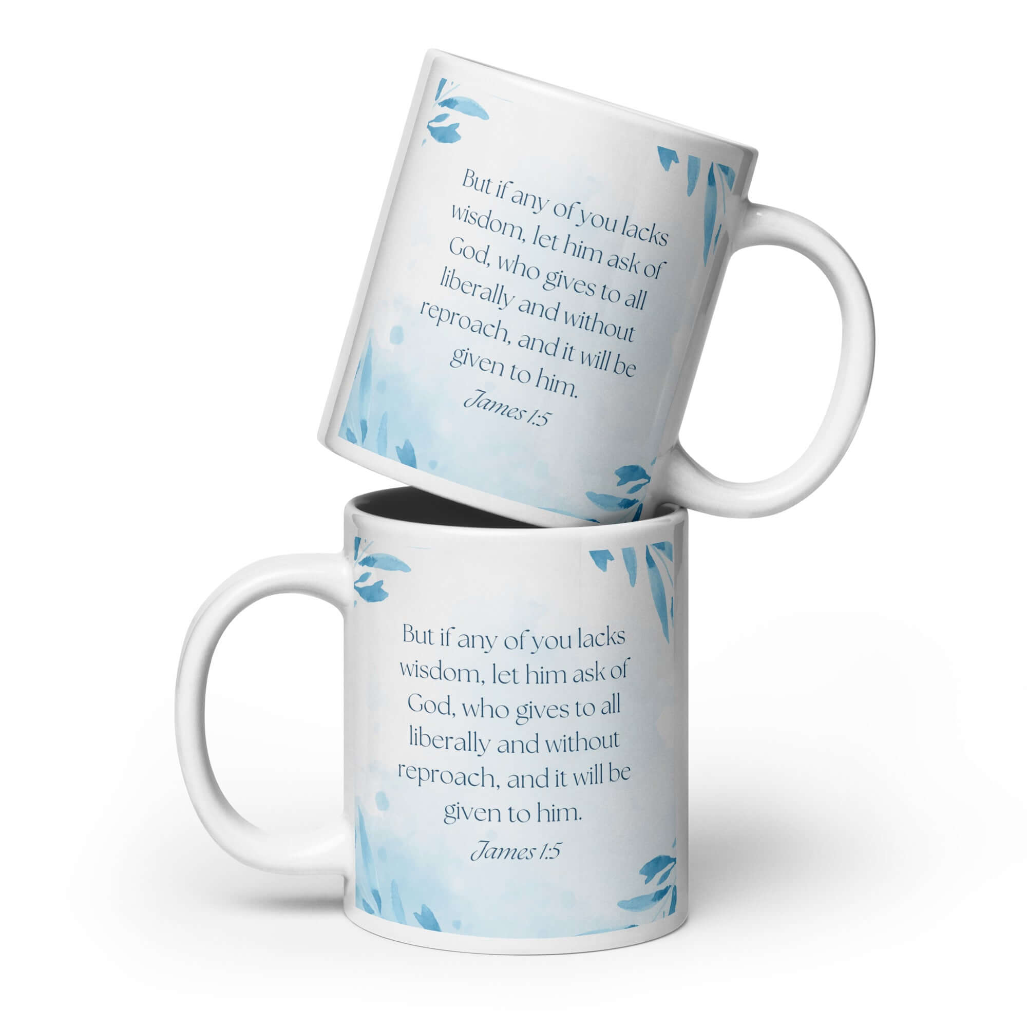 James 1:5 Bible Verse, lacks wisdom White Glossy Mug 20 oz