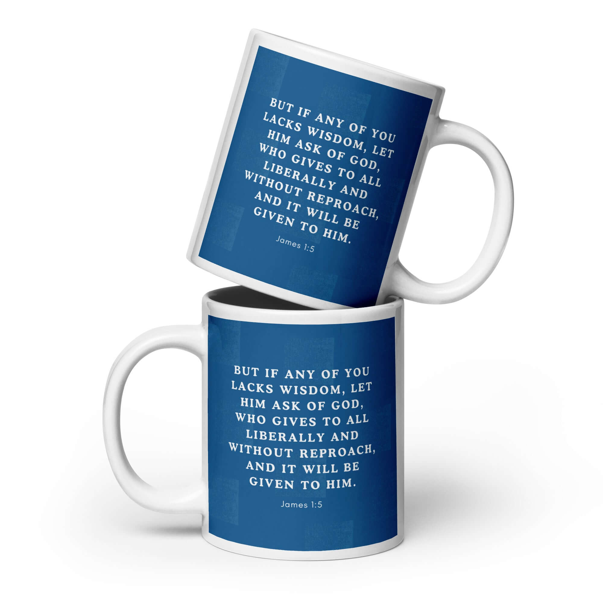 James 1:5 Bible Verse, gives to all White Glossy Mug 20 oz