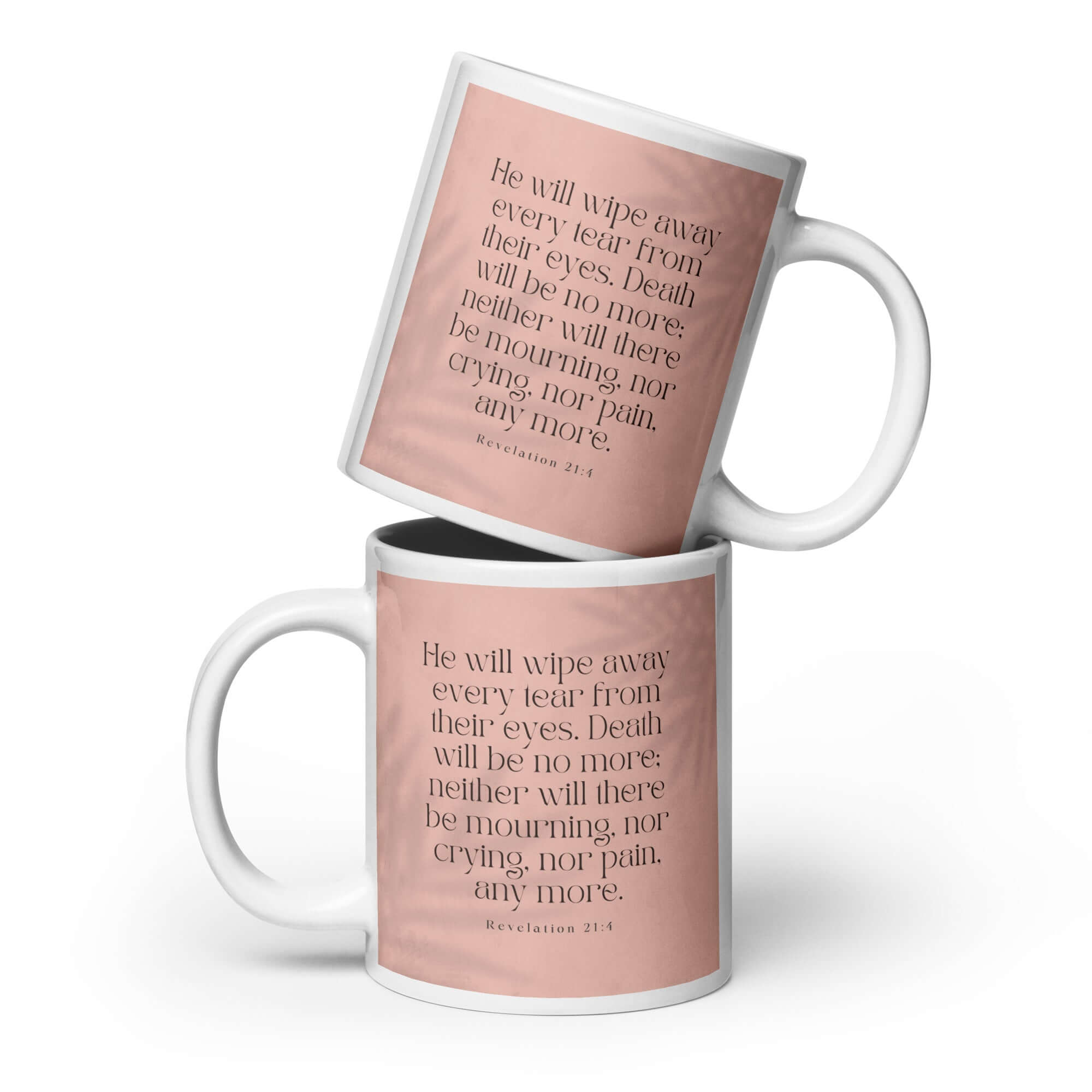 Revelation 21:4 Bible Verse, their eyes White Glossy Mug 20 oz