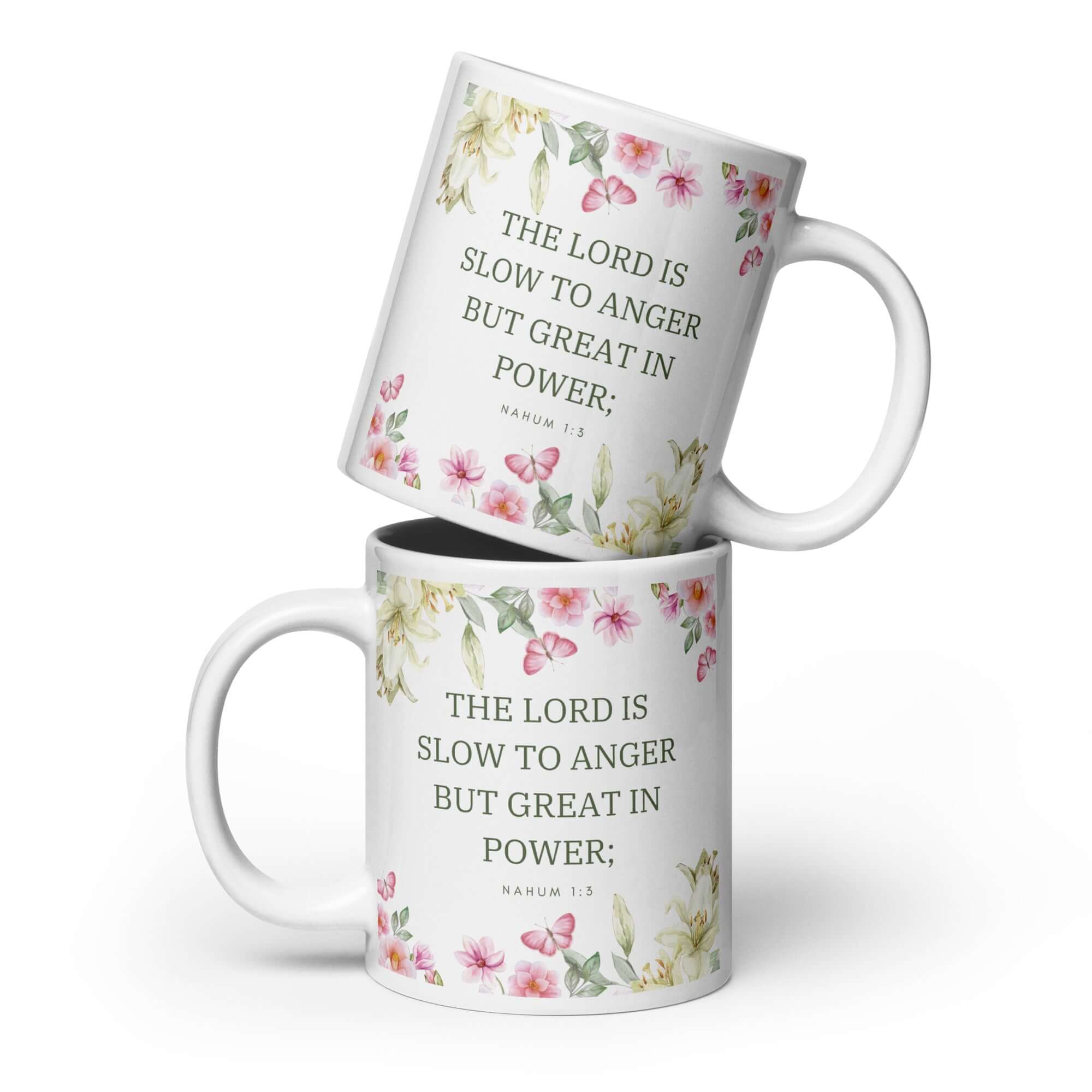 Nahum 1:3 Bible Verse, slow to anger White Glossy Mug 20 oz