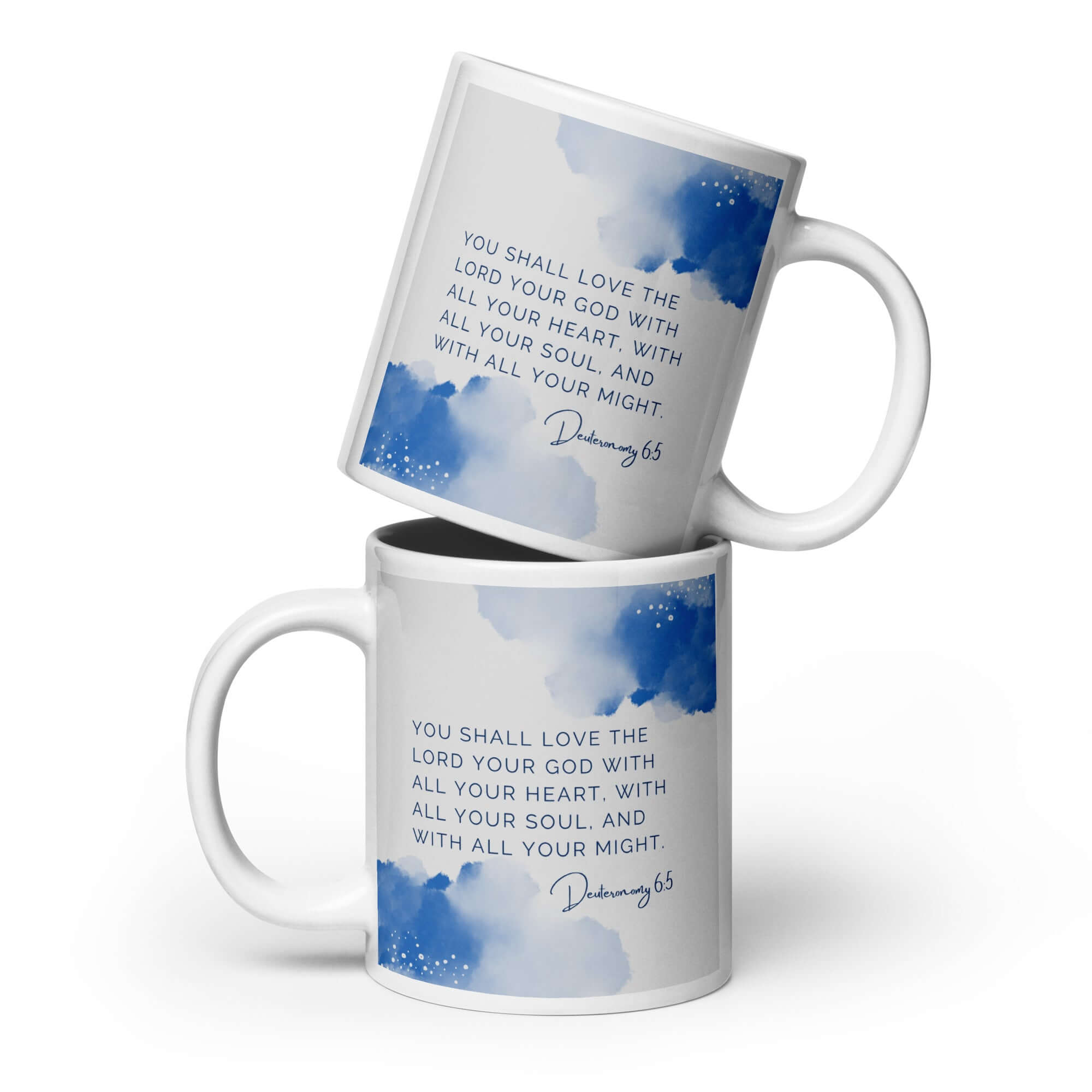 Deuteronomy 6:5 Bible Verse, your God White Glossy Mug 20 oz