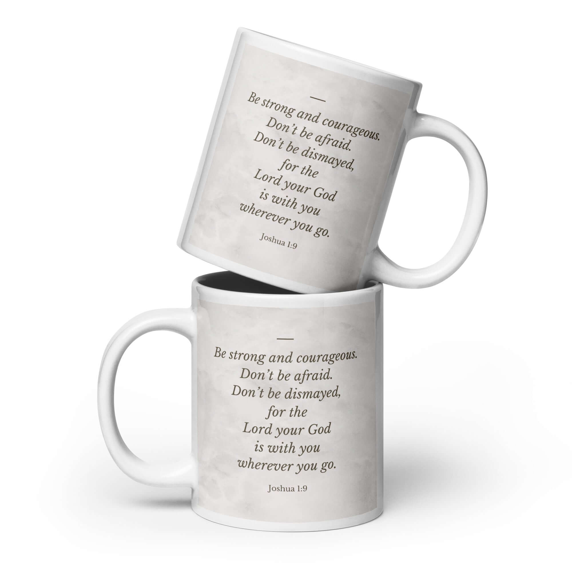Joshua 1:9 Bible Verse, Be strong White Glossy Mug 20 oz
