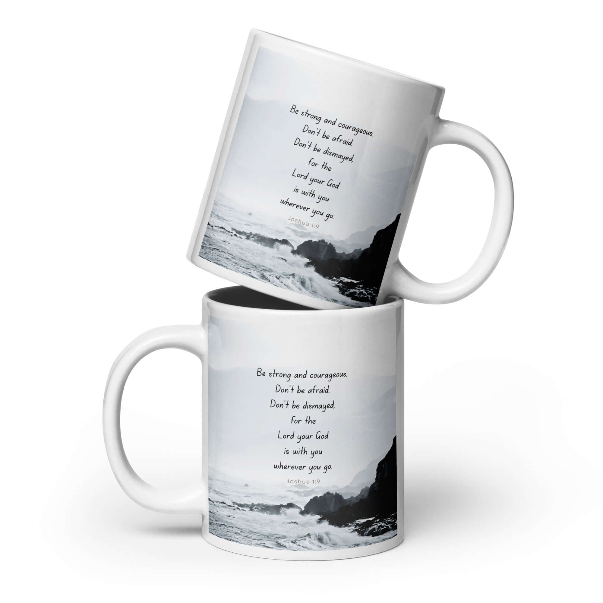 Joshua 1:9 Bible Verse, Do not be afraid White Glossy Mug 20 oz