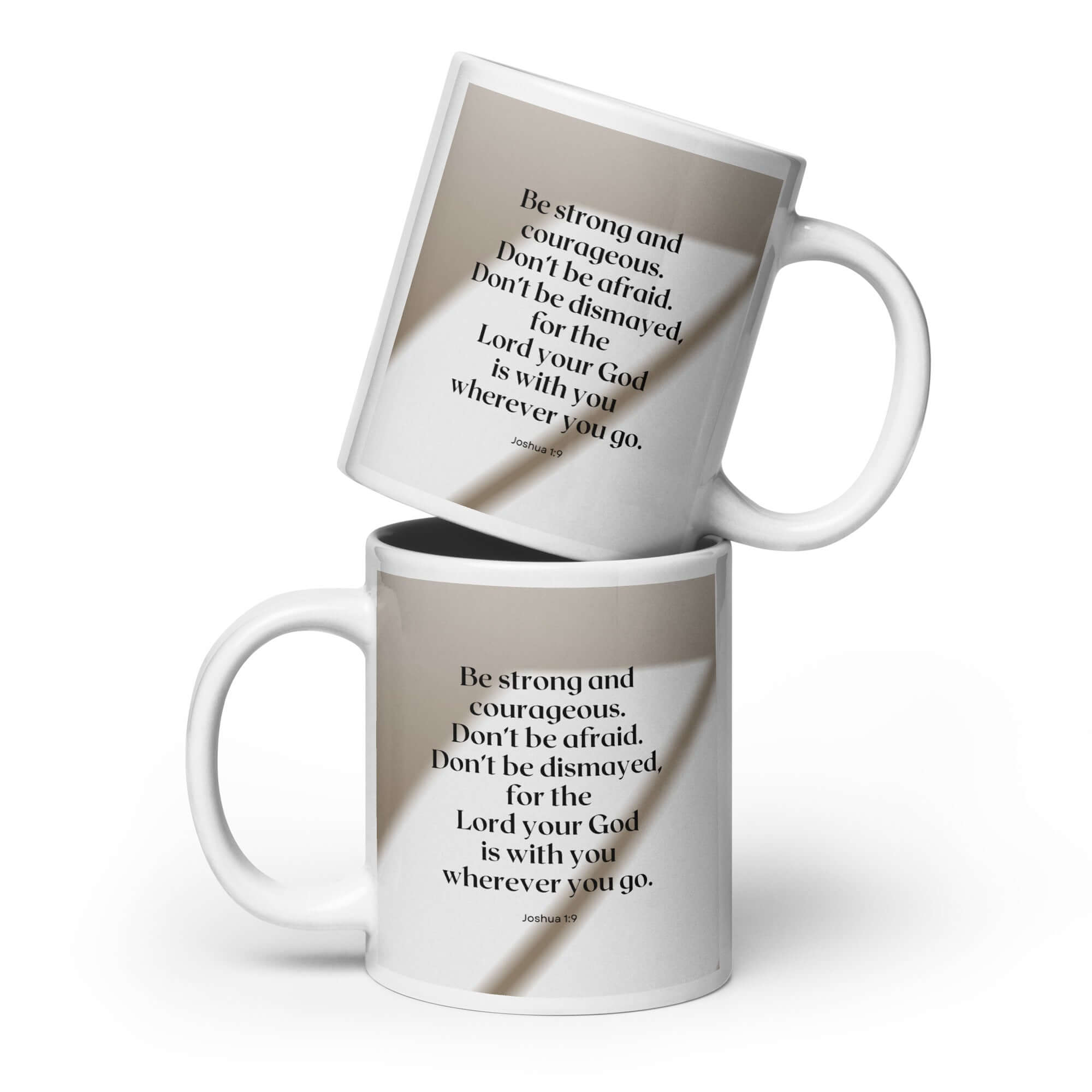 Joshua 1:9 Bible Verse, for the Lord White Glossy Mug 20 oz