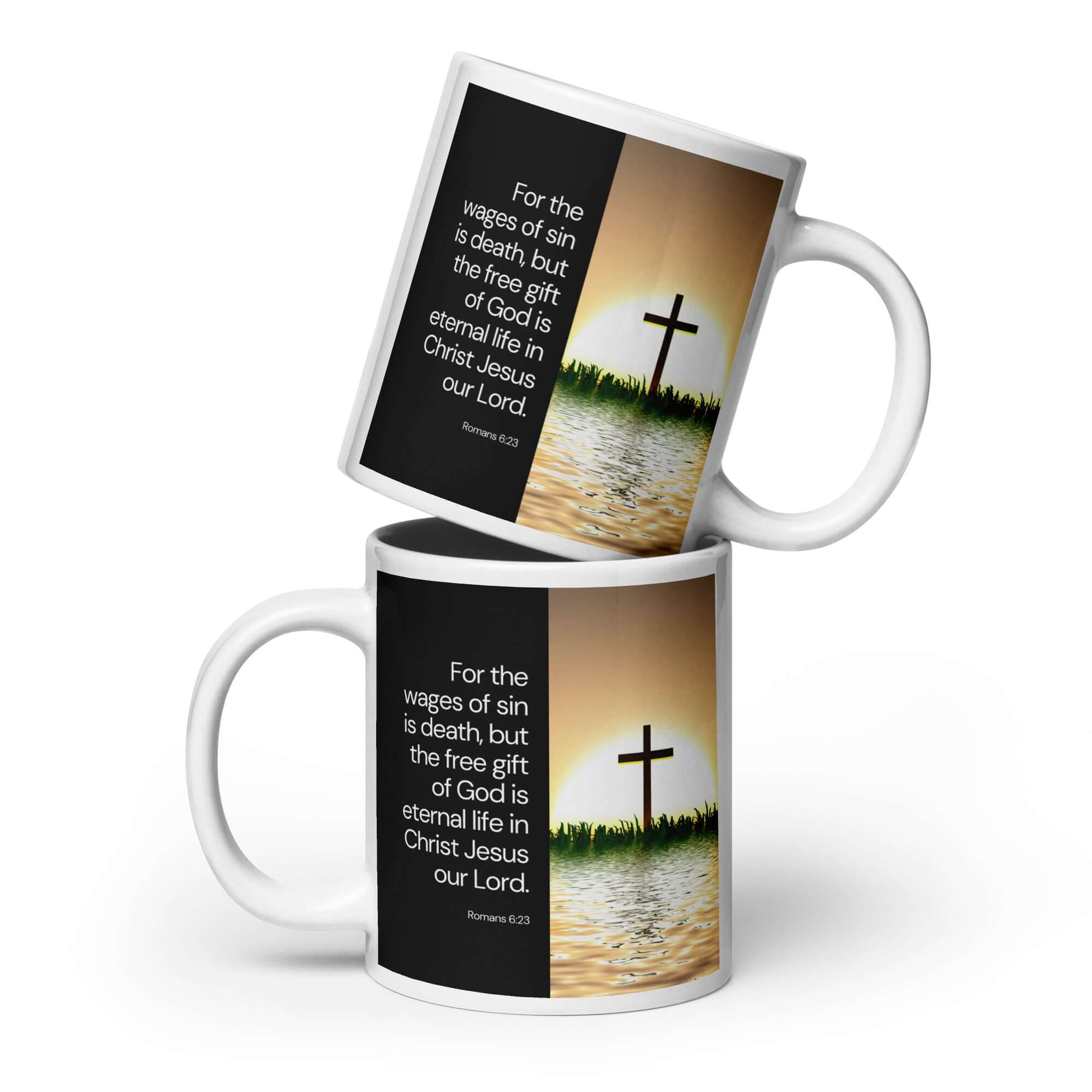 Romans 6:23 Bible Verse, the wages White Glossy Mug 20 oz