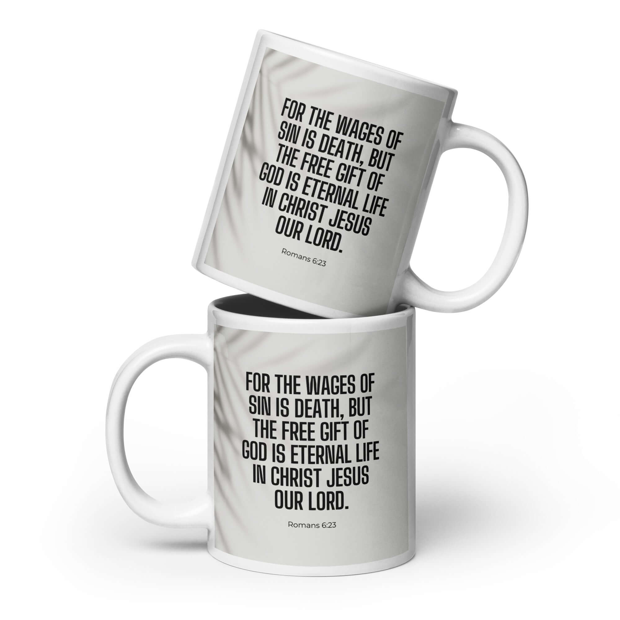 Romans 6:23 Bible Verse, eternal life White Glossy Mug 20 oz