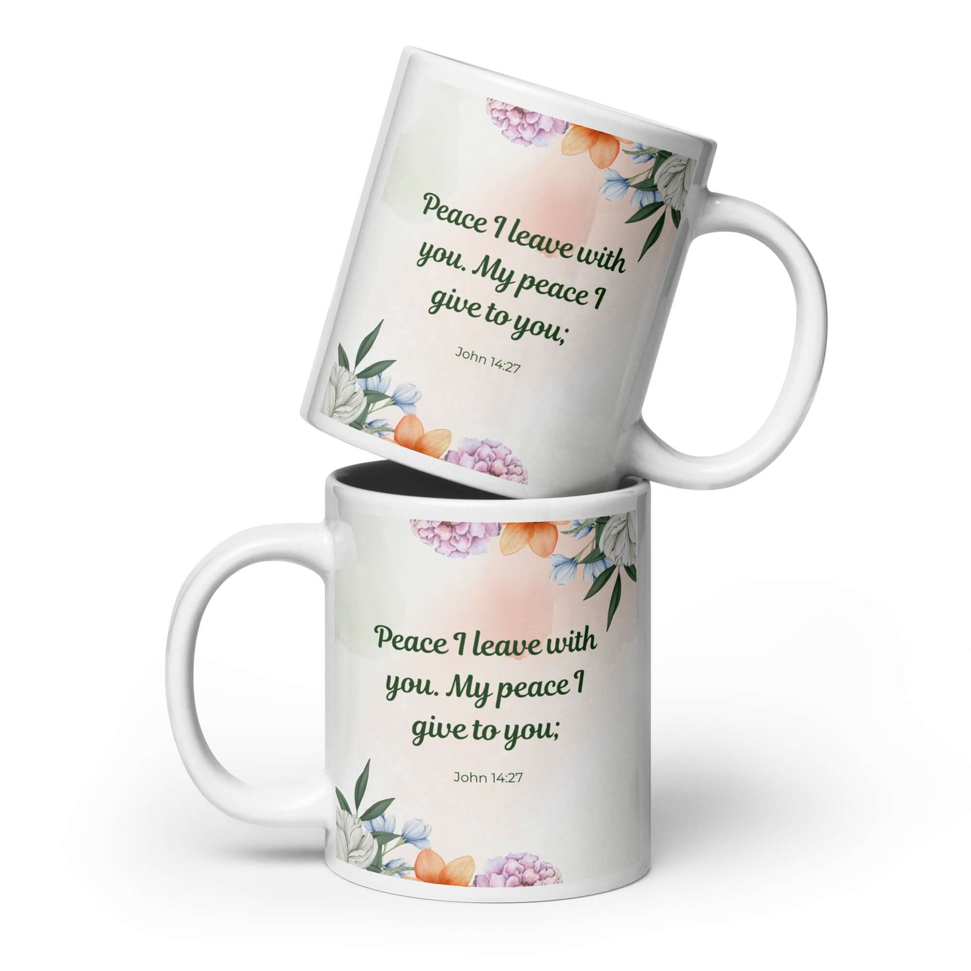 John 14:27 Bible Verse, with you White Glossy Mug 20 oz