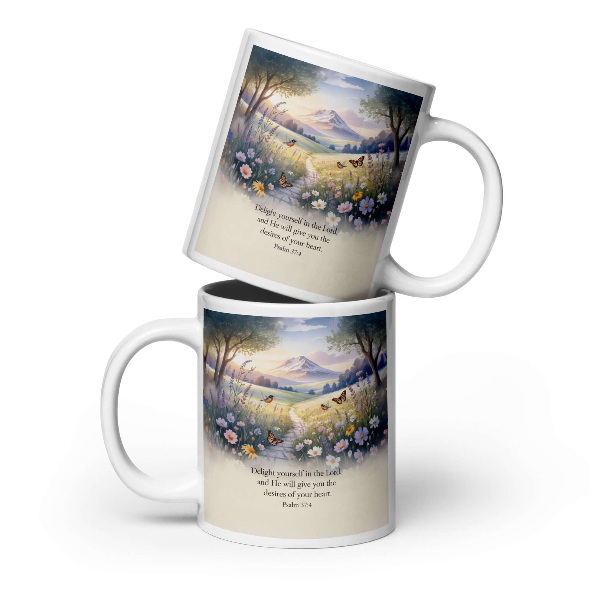 Psalm 37:4 Bible Verse, Delight White Glossy Mug 20 oz