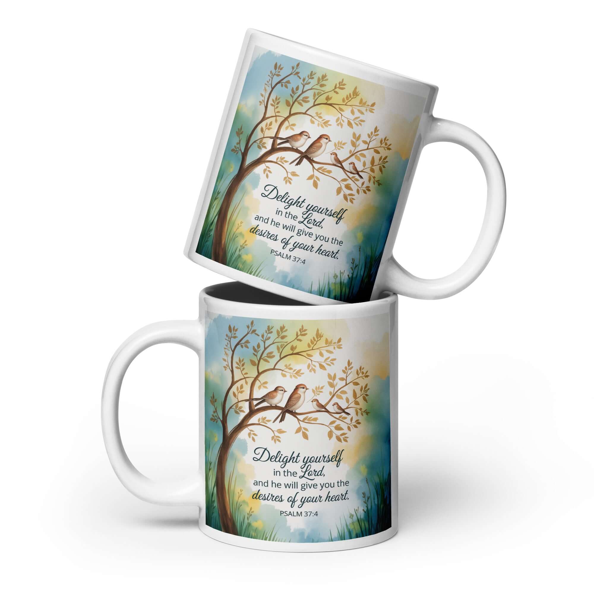 Psalm 37:4 Bible Verse, Yourself White Glossy Mug 20 oz