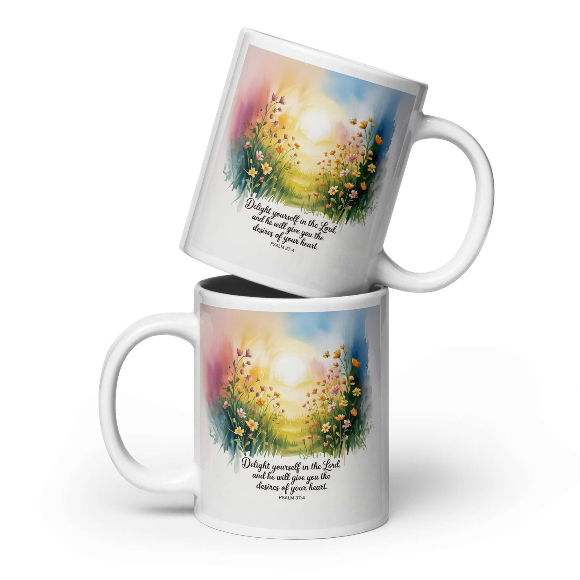 Psalm 37:4 Bible Verse, will give White Glossy Mug 20 oz