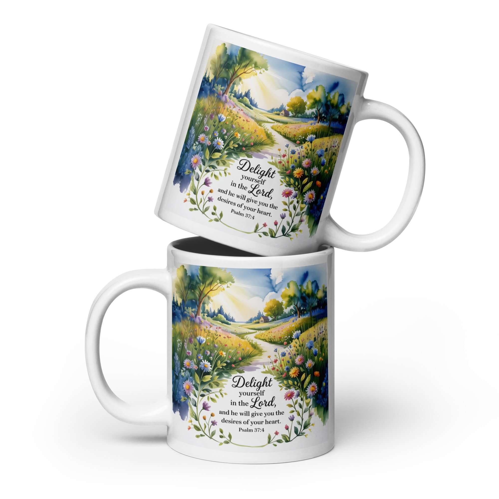 Psalm 37:4 Bible Verse, desires White Glossy Mug 20 oz