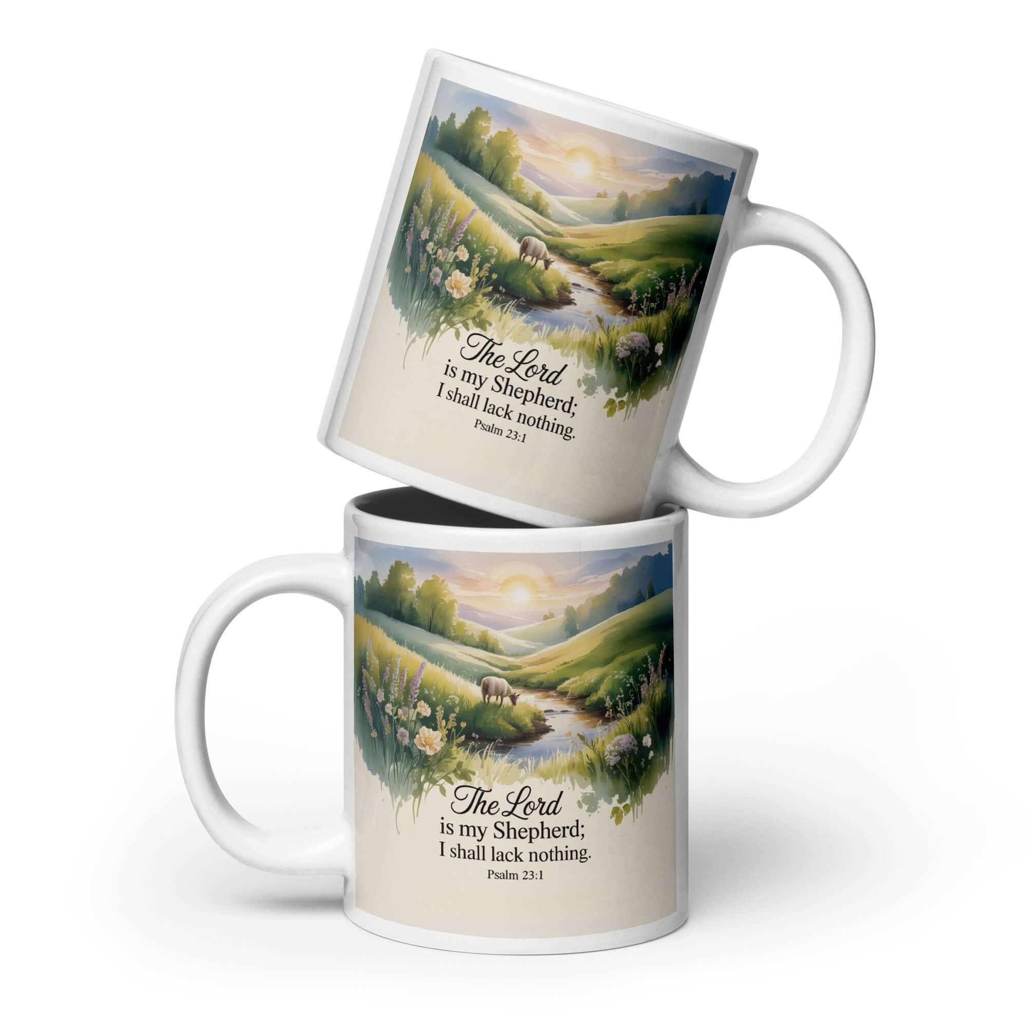 Psalm 23:1 Bible Verse, Lord White Glossy Mug 20 oz