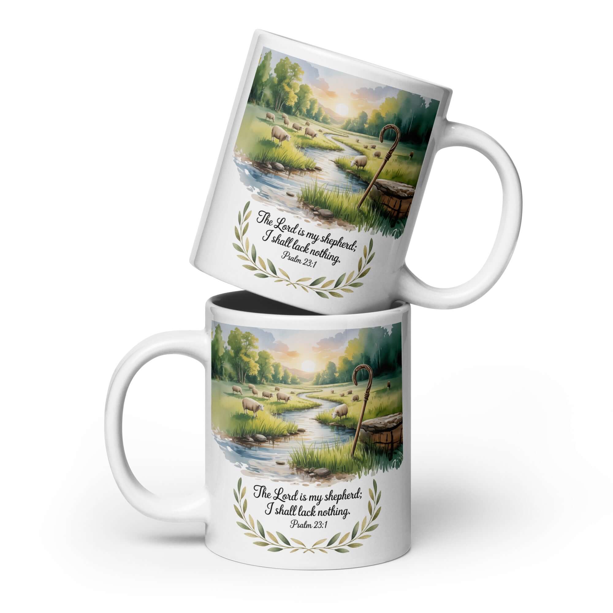 Psalm 23:1 Bible Verse, is my White Glossy Mug 20 oz