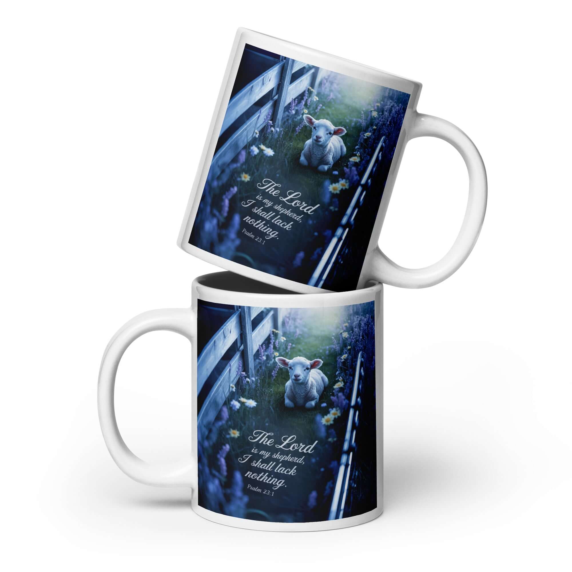 Psalm 23:1 Bible Verse, Shepherd White Glossy Mug 20 oz