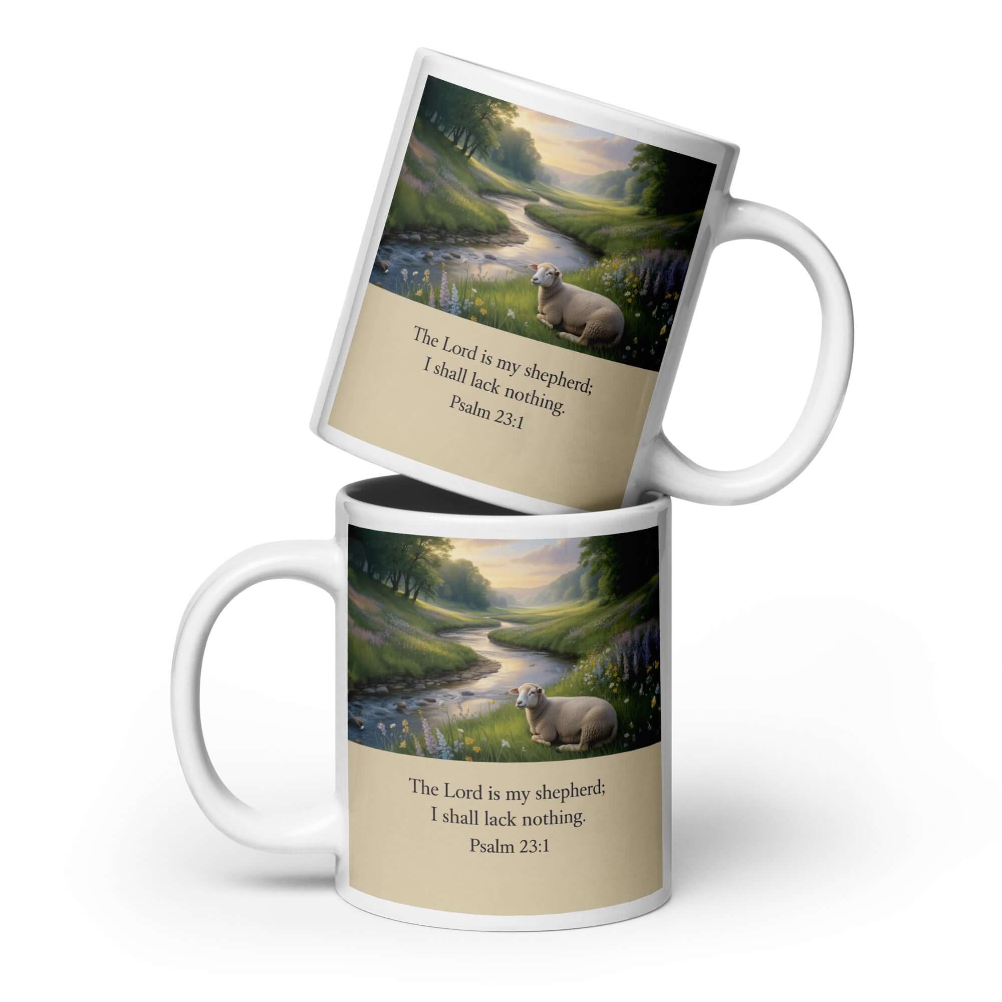 Psalm 23:1 Bible Verse, I shall White Glossy Mug 20 oz