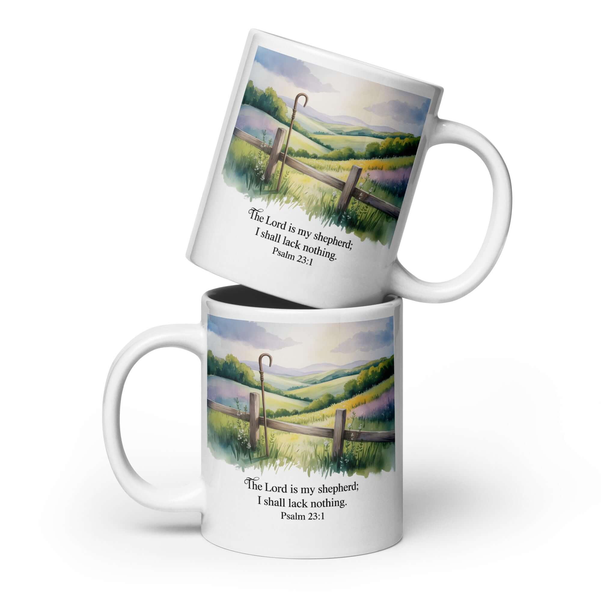 Psalm 23:1 Bible Verse, Lack White Glossy Mug 20 oz