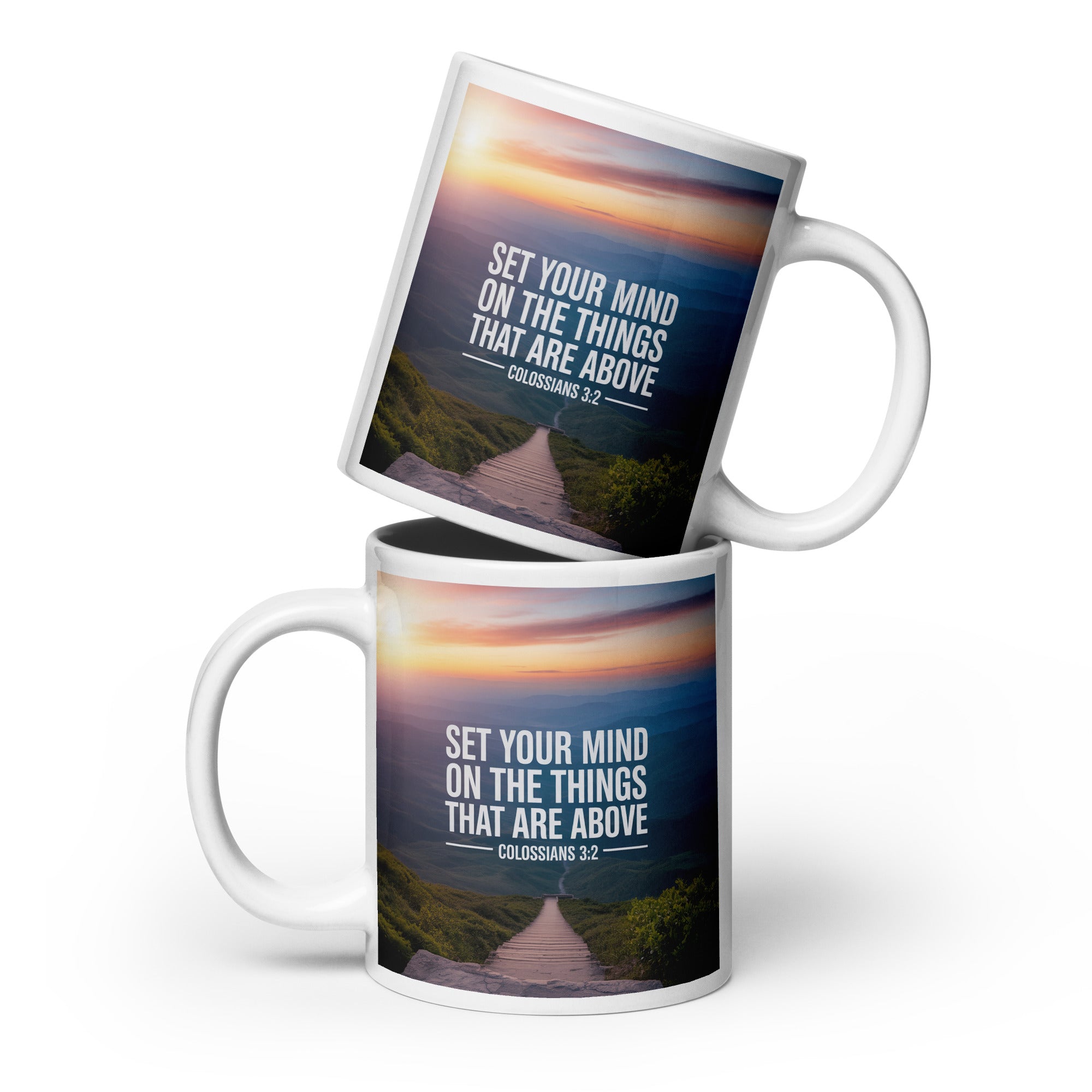 Colossians 3:2 Bible Verse your mind White Glossy Mug 20 oz