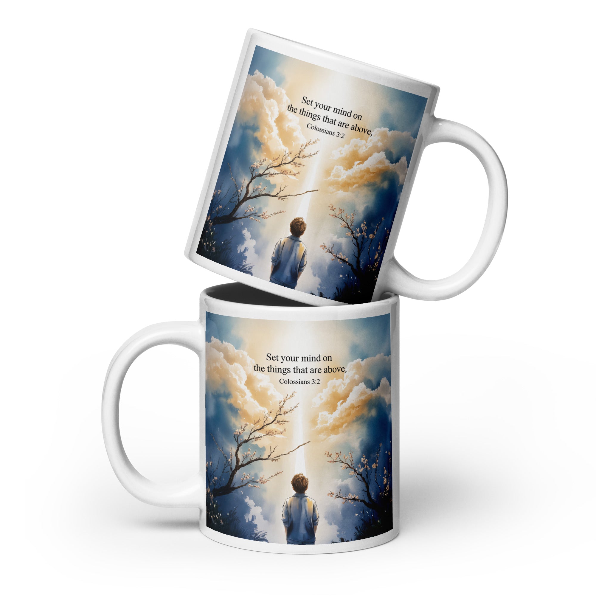 Colossians 3:2 Bible Verse the things White Glossy Mug 20 oz