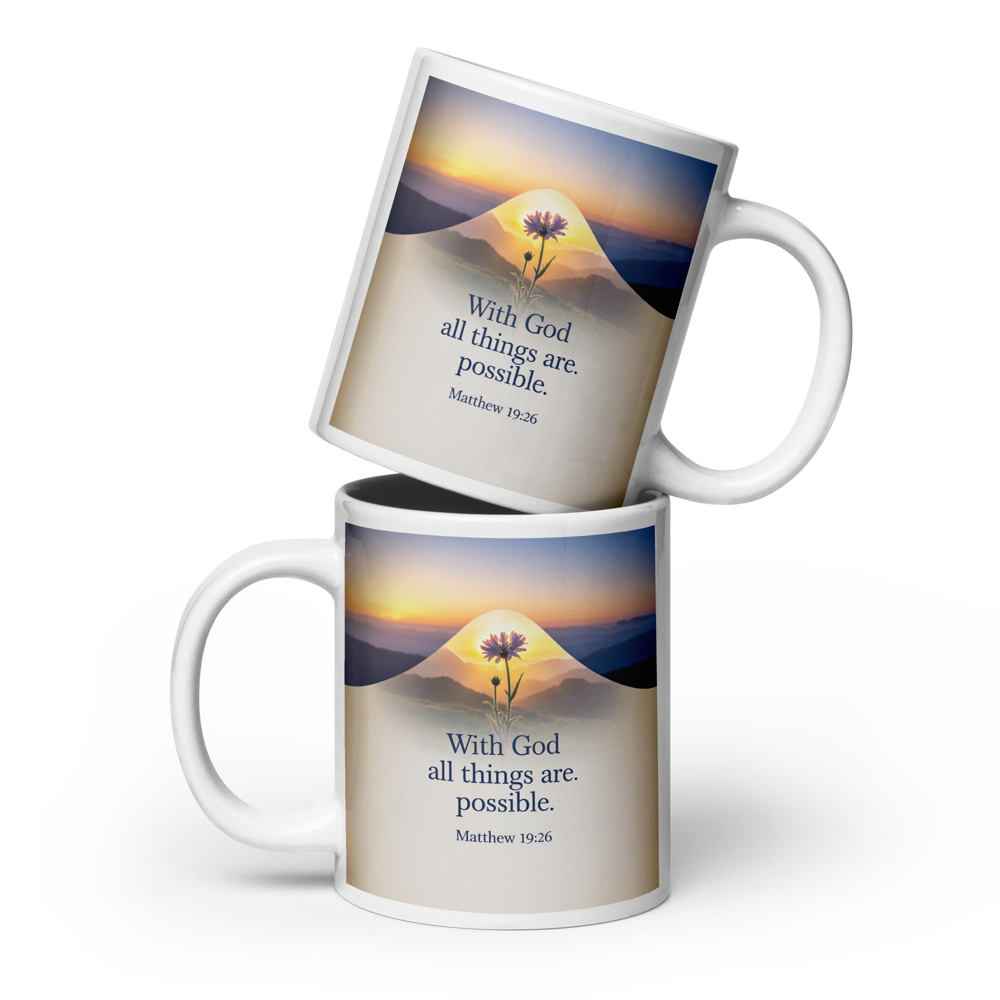 Matthew 19:26 Bible Verse at them White Glossy Mug 20 oz