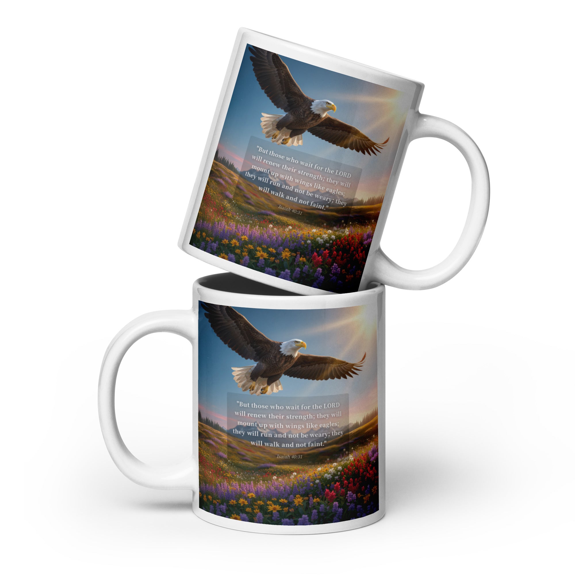 Isaiah 40:31 Bible Verse Who Wait White Glossy Mug 20 oz