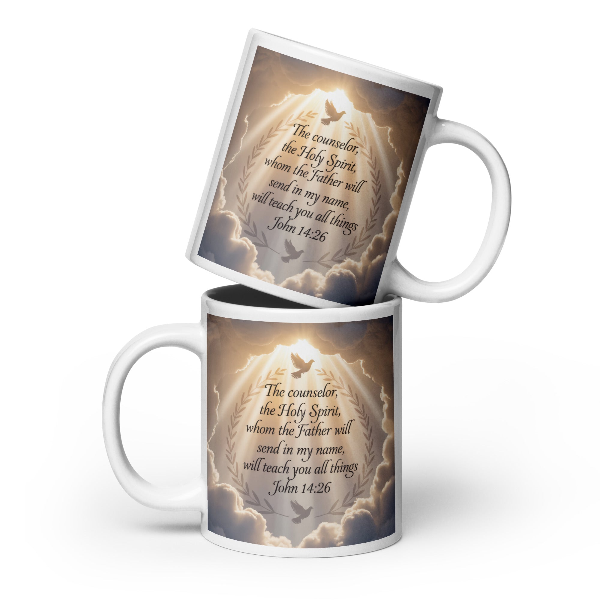 John 14:26 Bible Verse Counselor White Glossy Mug 20 oz