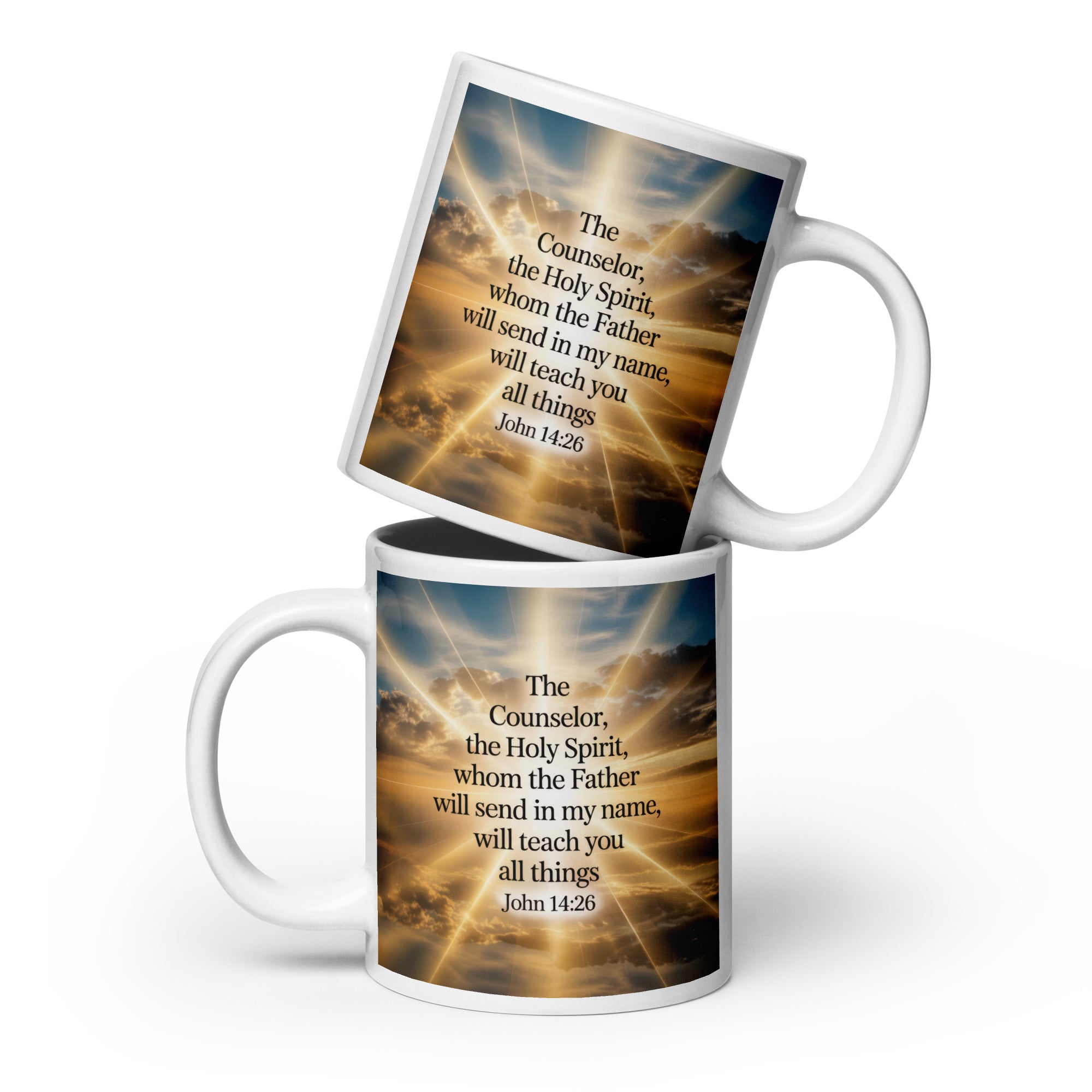 John 14:26 Bible Verse will send White Glossy Mug 20 oz