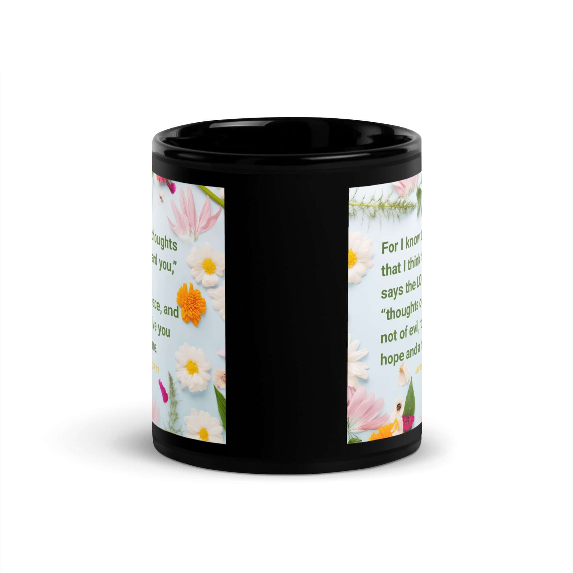 Jer 29:11 - Bible Verse, to give you hope Black Glossy Mug