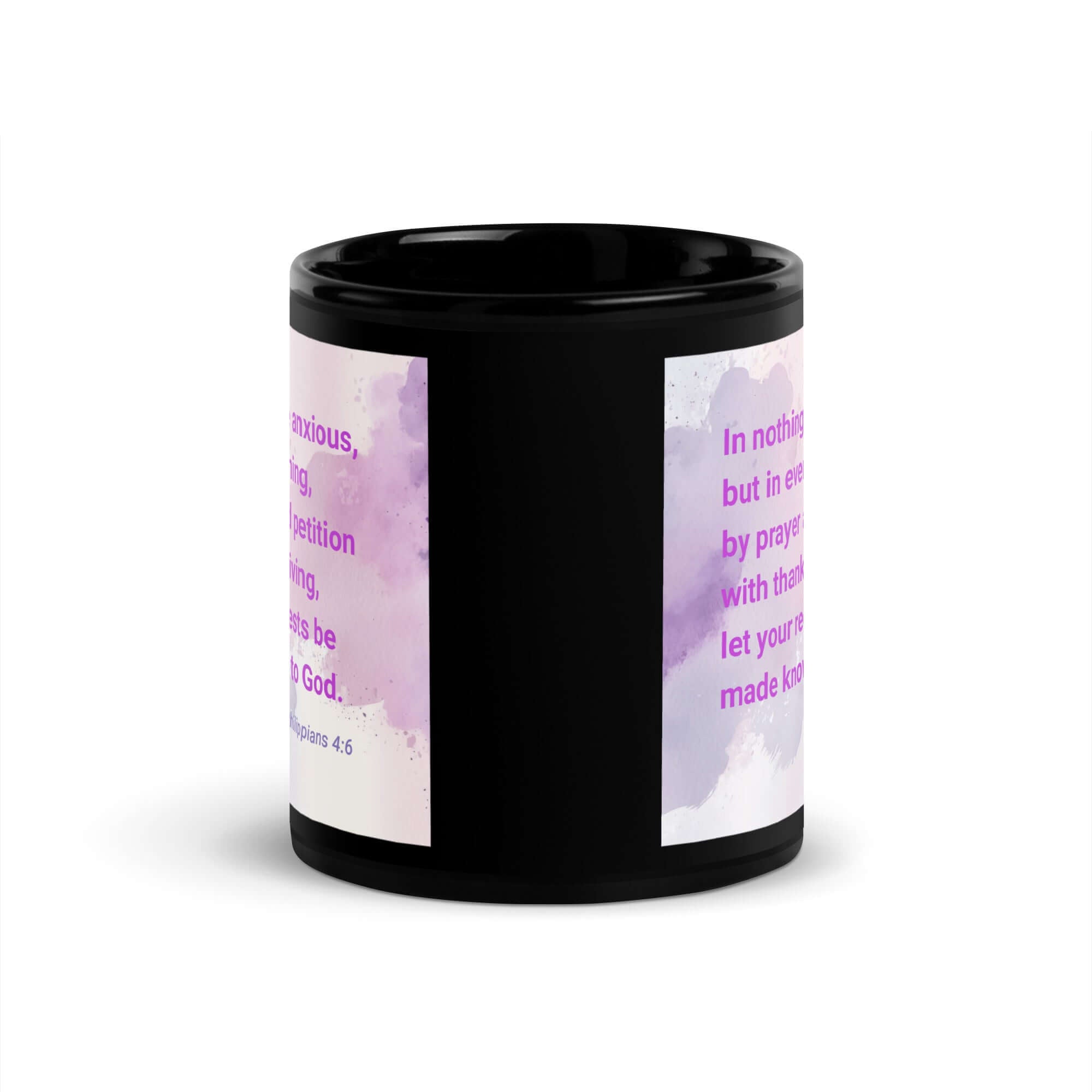 Phil 4:6 - Bible Verse, Prayer and Petition Black Glossy Mug