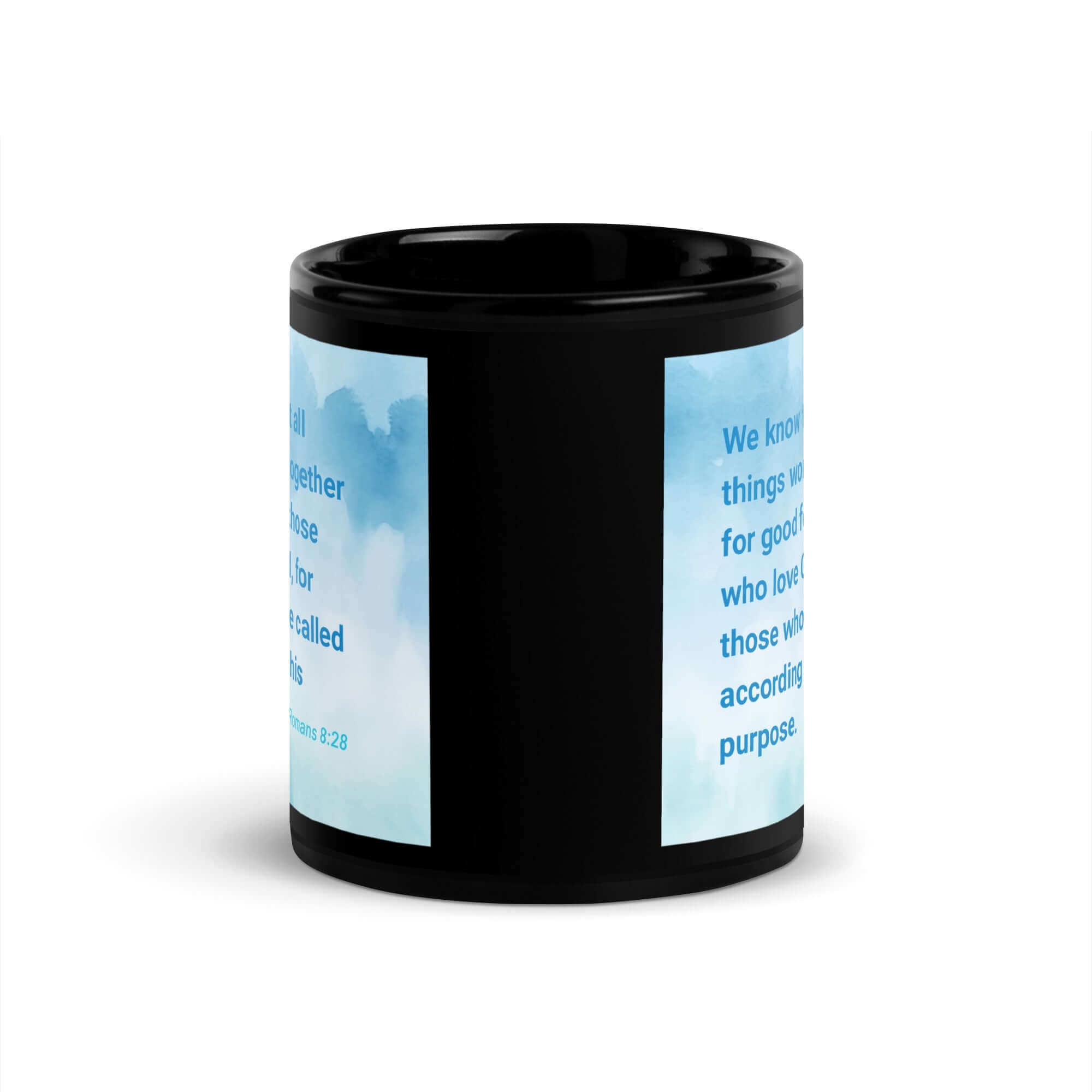 Rom 8:28 - Bible Verse, together for good Black Glossy Mug