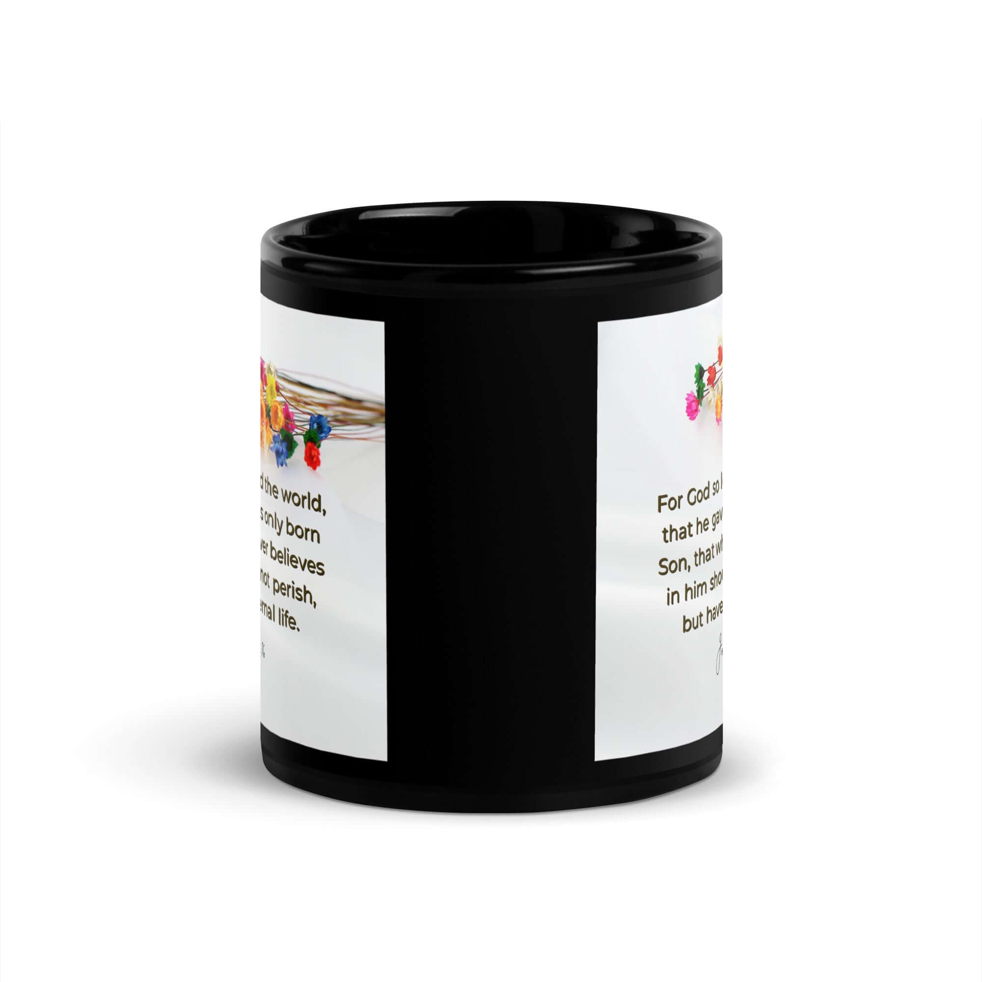 John 3:16 Bible Verse, He gave His Son Black Glossy Mug