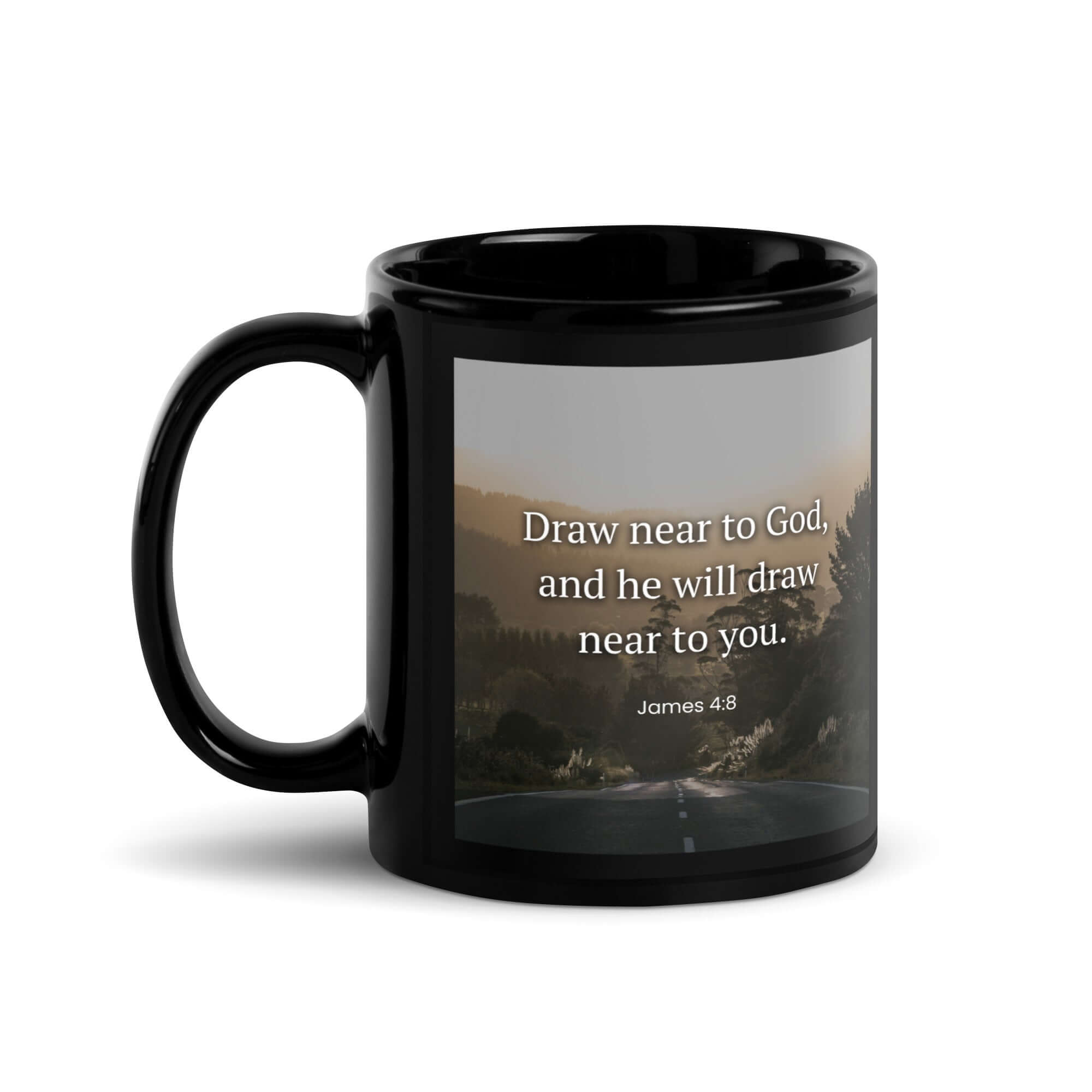 James 4:8 Bible Verse, Cleanse your Black Glossy Mug