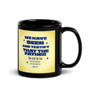 1 John 4:14 - Bible Verse, Savior of the world Black Glossy Mug